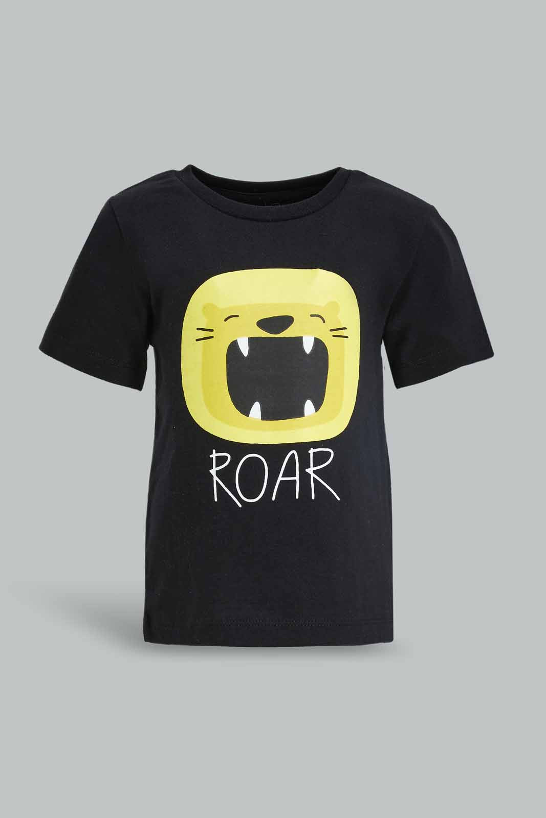 Redtag-Black-Tiger-Short-Sleeve-Tshirt-Category:T-Shirts,-Colour:Black,-Deals:New-In,-Dept:Boys,-Filter:Infant-Boys-(3-to-24-Mths),-INB-T-Shirts,-New-In-INB-APL,-Non-Sale,-Section:Boys-(0-to-14Yrs),-TBL,-W22A-Infant-Boys-3 to 24 Months