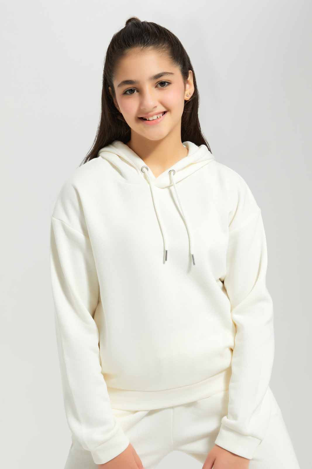Redtag-Cream-Scuba-Hoody-Sweatshirts-Category:Sweatshirts,-Colour:White,-Deals:New-In,-Filter:Senior-Girls-(8-to-14-Yrs),-GSR-Sweatshirts,-New-In-GSR-APL,-Non-Sale,-Section:Girls-(0-to-14Yrs),-W22B-Senior-Girls-9 to 14 Years