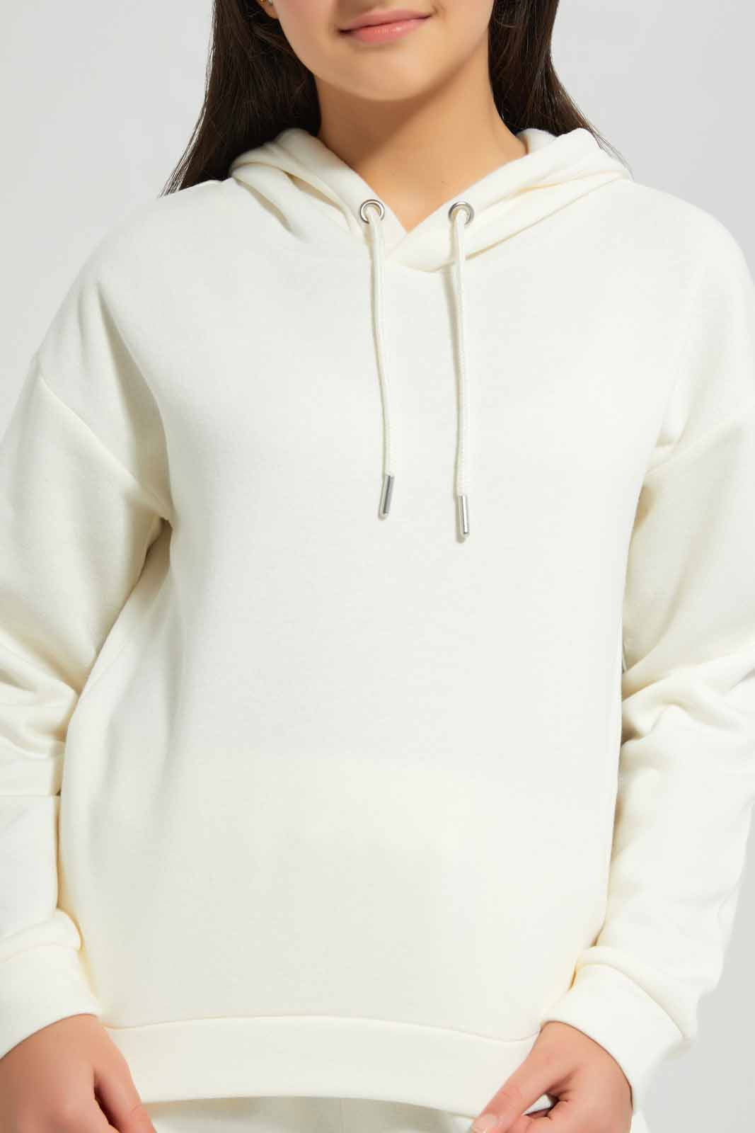 Redtag-Cream-Scuba-Hoody-Sweatshirts-Category:Sweatshirts,-Colour:White,-Deals:New-In,-Filter:Senior-Girls-(8-to-14-Yrs),-GSR-Sweatshirts,-New-In-GSR-APL,-Non-Sale,-Section:Girls-(0-to-14Yrs),-W22B-Senior-Girls-9 to 14 Years