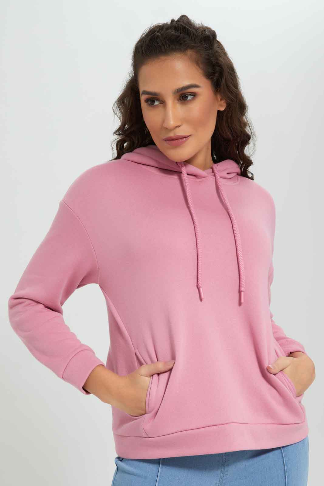 Redtag-Pink-Drop-Shoulder-Long-Sleeve-Hoodie-Sweatshirt-Category:Sweatshirts,-Colour:Apricot,-Deals:New-In,-Filter:Women's-Clothing,-New-In-Women-APL,-Non-Sale,-Section:Women,-W22B,-Women-Sweatshirts-Women's-
