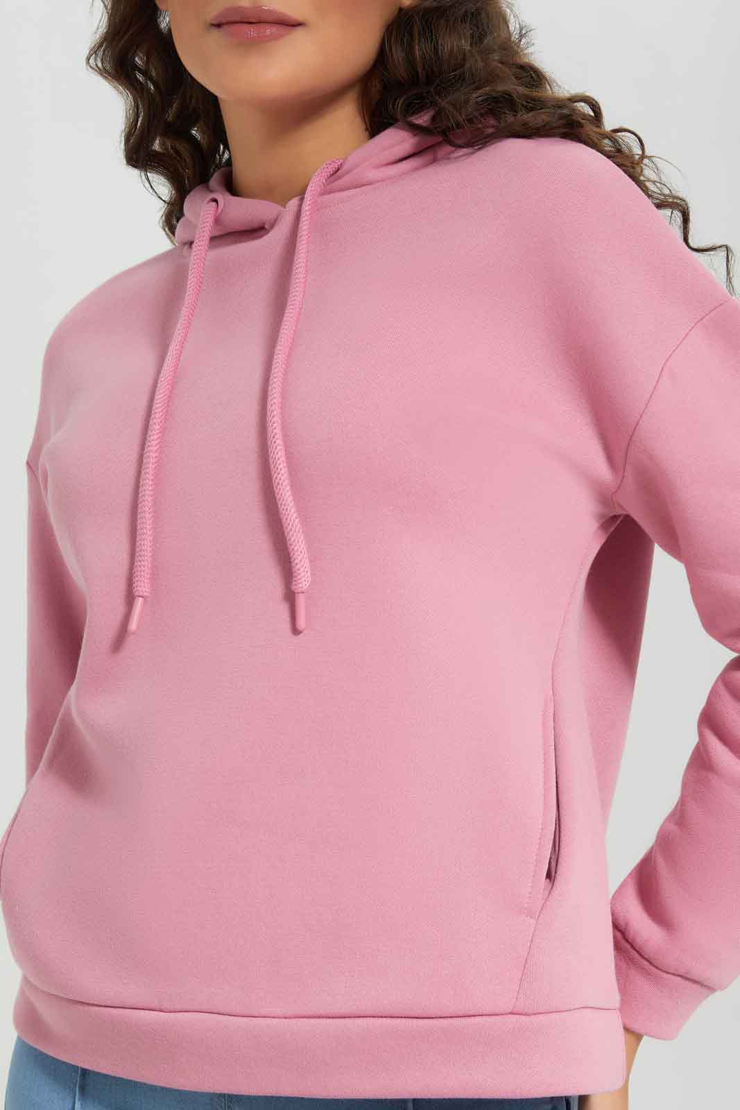 Redtag-Pink-Drop-Shoulder-Long-Sleeve-Hoodie-Sweatshirt-Category:Sweatshirts,-Colour:Apricot,-Deals:New-In,-Filter:Women's-Clothing,-New-In-Women-APL,-Non-Sale,-Section:Women,-W22B,-Women-Sweatshirts-Women's-