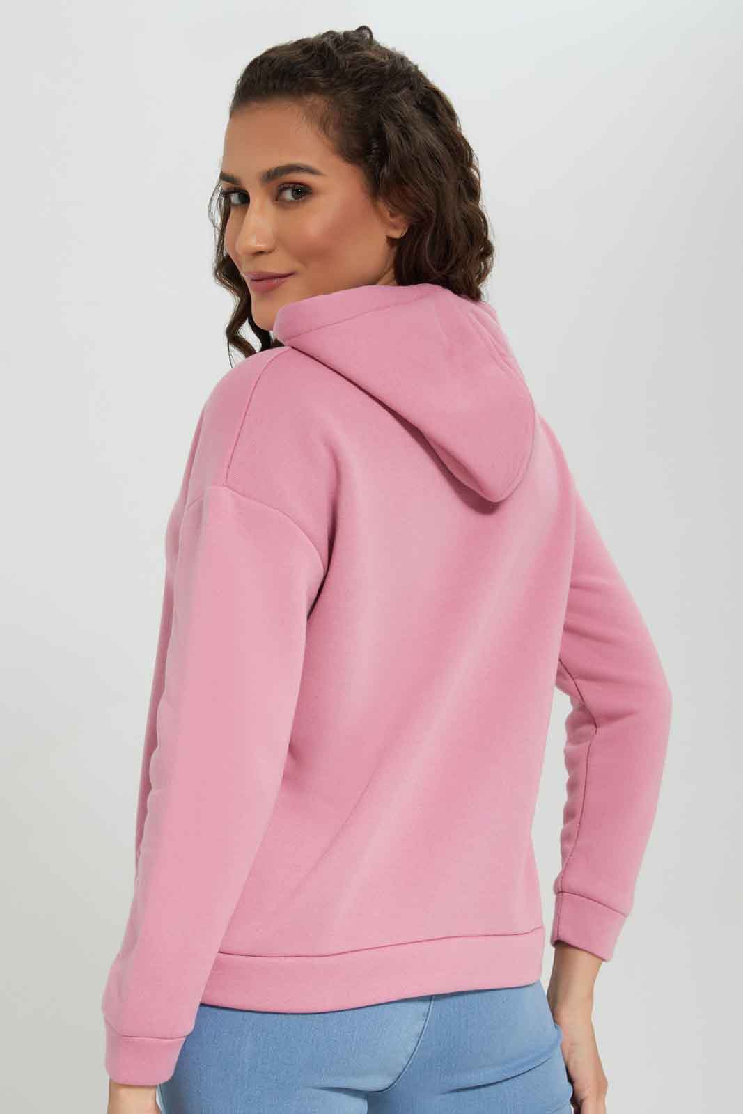 Redtag-Pink-Drop-Shoulder-Long-Sleeve-Hoodie-Sweatshirt-Category:Sweatshirts,-Colour:Apricot,-Deals:New-In,-Filter:Women's-Clothing,-New-In-Women-APL,-Non-Sale,-Section:Women,-W22B,-Women-Sweatshirts-Women's-