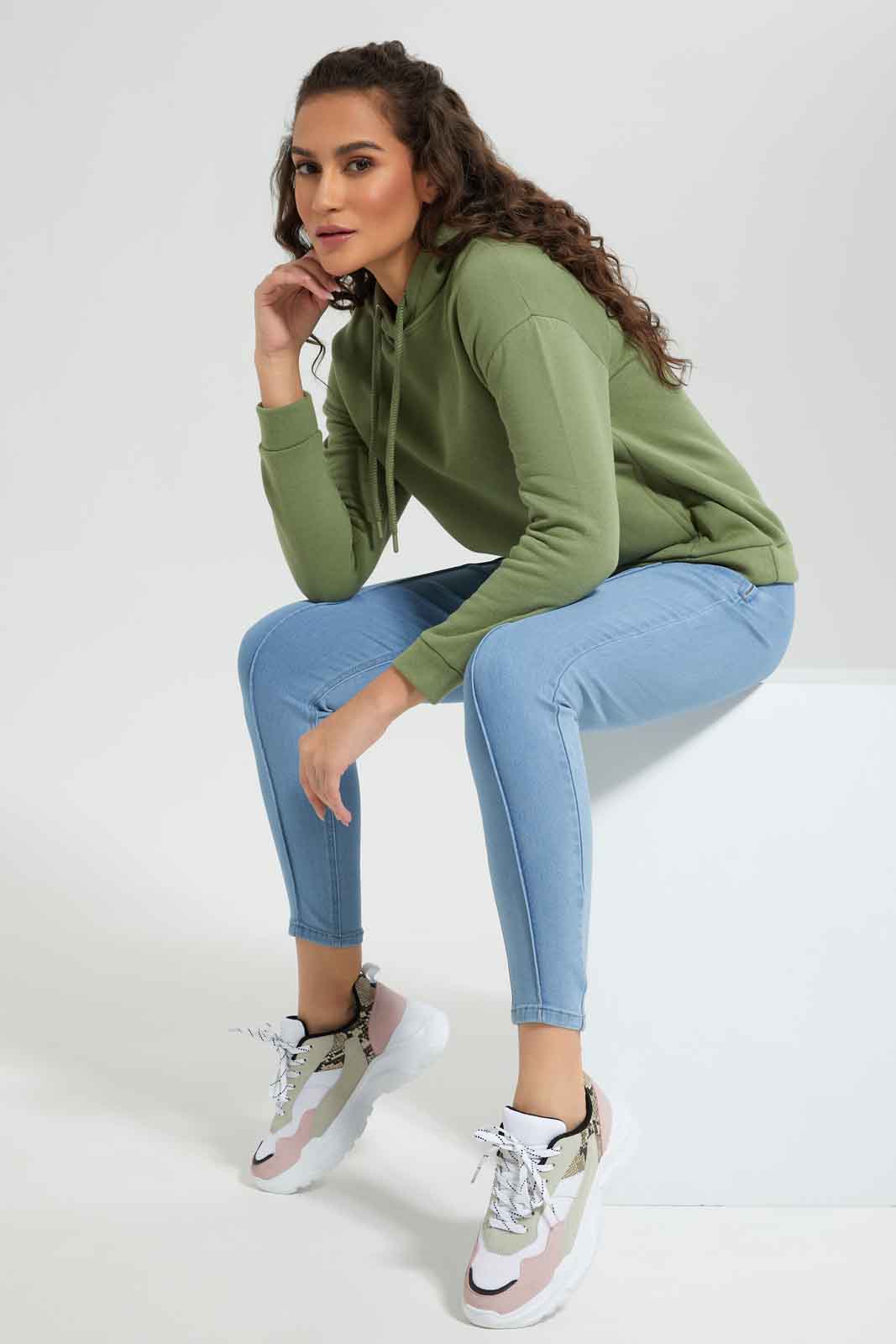 Redtag-Olive-Drop-Shoulder-Long-Sleeve-Hoodie-Sweatshirt-Category:Sweatshirts,-Colour:Olive,-Deals:New-In,-Filter:Women's-Clothing,-New-In-Women-APL,-Non-Sale,-Section:Women,-W22B,-Women-Sweatshirts-Women's-