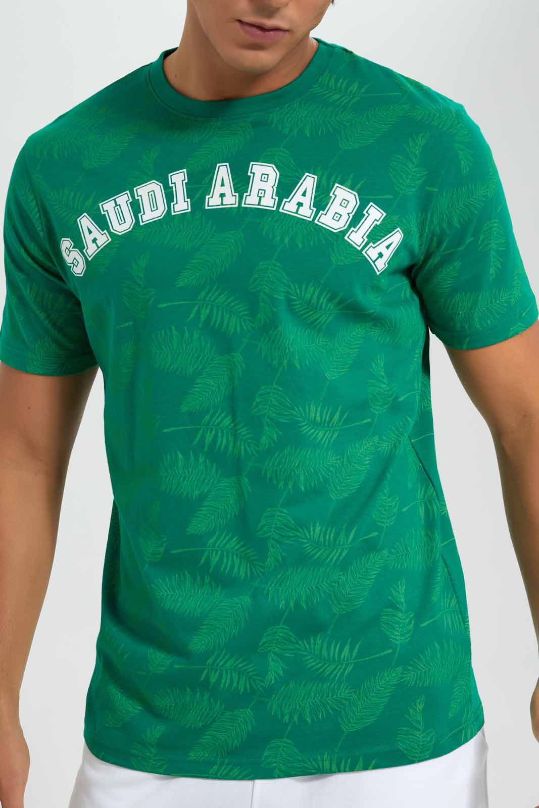 Redtag-KSA-Football-World-Cup-Tee-Category:T-Shirts,-Colour:Green,-Deals:New-In,-Filter:Men's-Clothing,-Men-T-Shirts,-New-In-Men-APL,-Non-Sale,-Section:Men,-W22B-Men's-