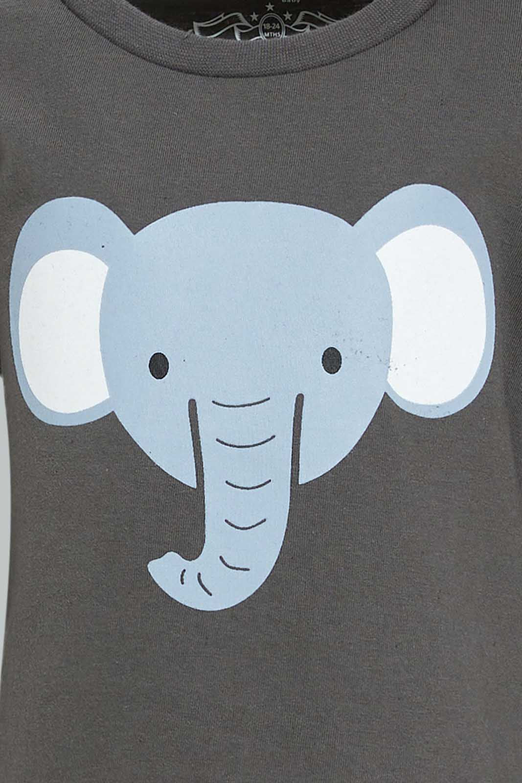 Redtag-Stone-Long-Sleeve-Elephant-Tshirt-Category:T-Shirts,-Colour:Grey,-Deals:New-In,-Dept:Boys,-Filter:Infant-Boys-(3-to-24-Mths),-INB-T-Shirts,-New-In-INB-APL,-Non-Sale,-Section:Boys-(0-to-14Yrs),-TBL,-W22B-Infant-Boys-3 to 24 Months