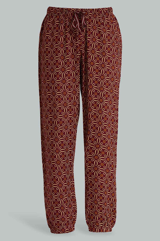 Redtag-Maroon-Printed-Rayon-Pyjama-Bottom-Category:Pyjama-Bottoms,-Colour:Assorted,-Deals:New-In,-Filter:Women's-Clothing,-New-In-Women-APL,-Non-Sale,-Section:Women,-TBL,-W22A,-Women-Pyjama-Bottoms--