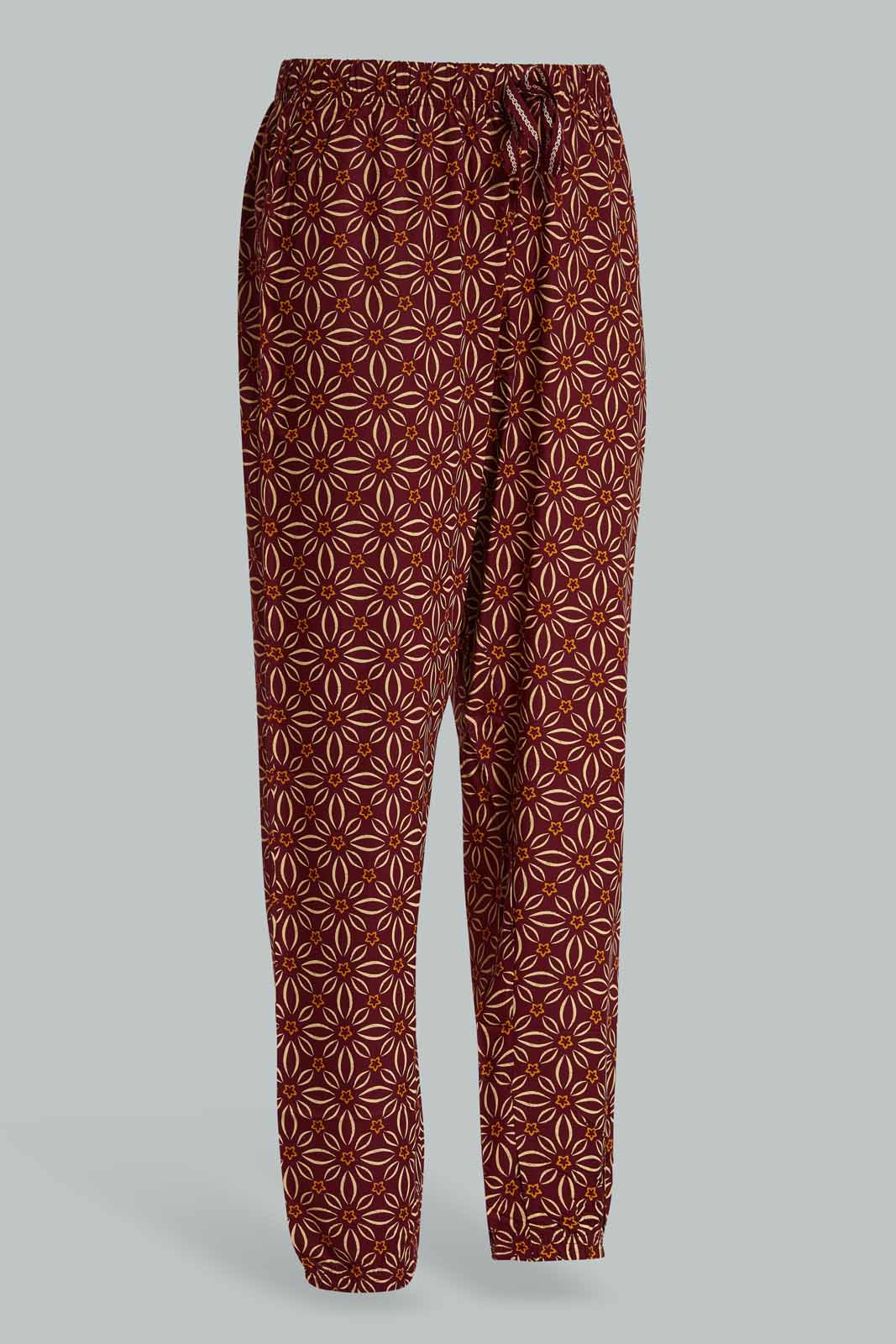 Redtag-Maroon-Printed-Rayon-Pyjama-Bottom-Category:Pyjama-Bottoms,-Colour:Assorted,-Deals:New-In,-Filter:Women's-Clothing,-New-In-Women-APL,-Non-Sale,-Section:Women,-TBL,-W22A,-Women-Pyjama-Bottoms--