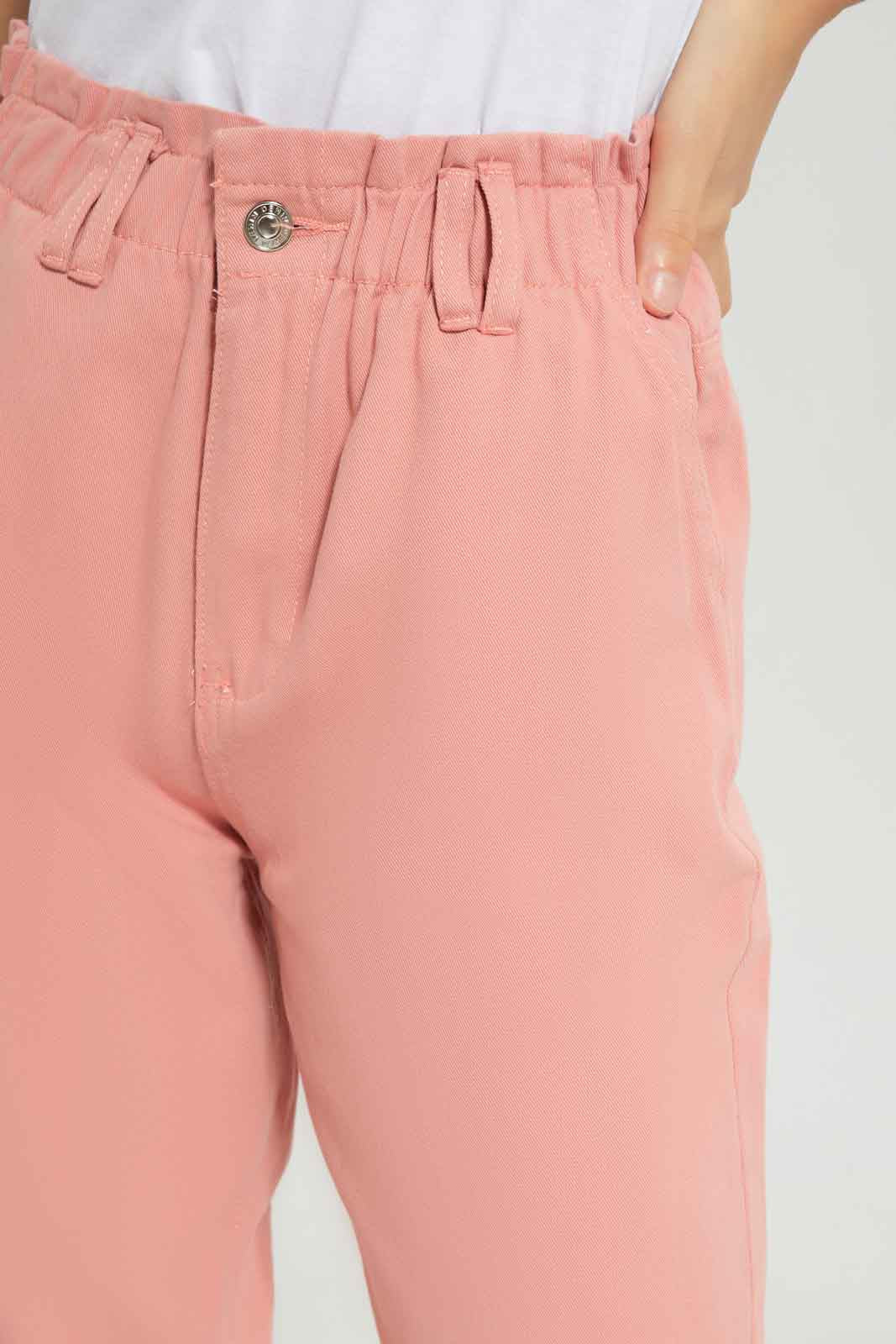 Redtag-Pink-Paper-Bag-Jeans-Category:Jeans,-Colour:Apricot,-Deals:New-In,-Dept:Ladieswear,-Filter:Women's-Clothing,-New-In-Women-APL,-Non-Sale,-Section:Women,-W22A,-Women-Jeans-Women's-