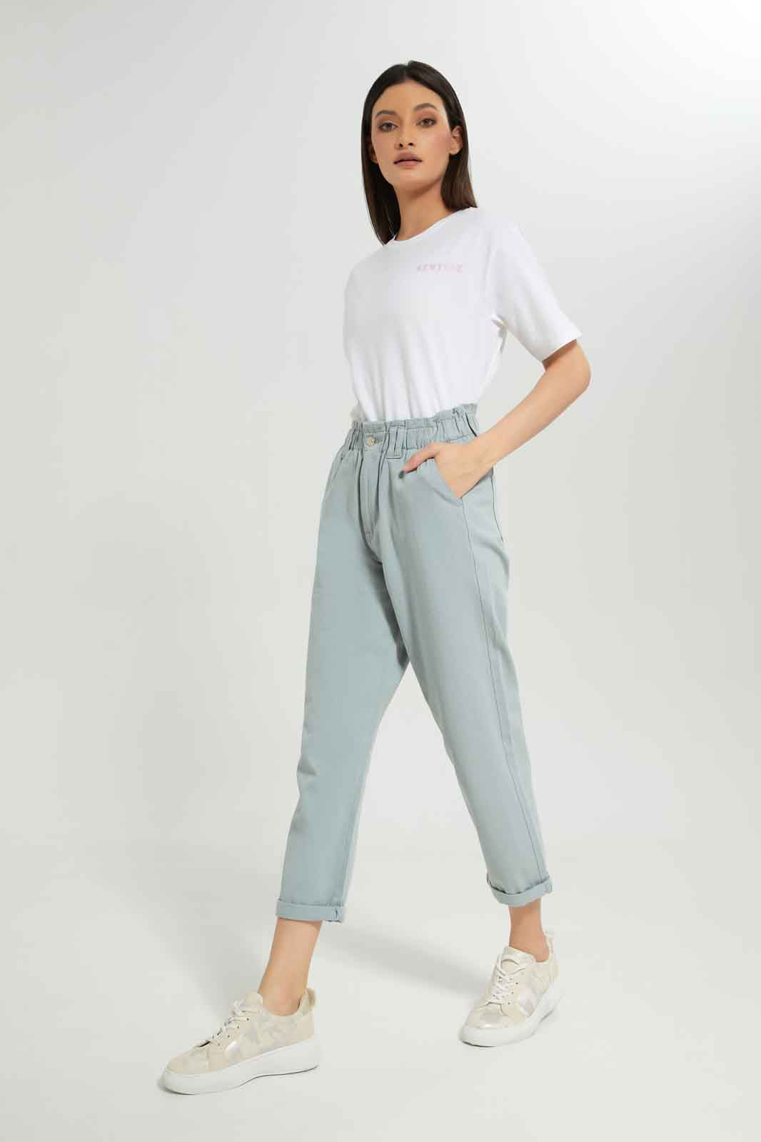 Redtag-Mint-Paper-Bag-Jeans-Category:Jeans,-Colour:Mint,-Deals:New-In,-Dept:Ladieswear,-Filter:Women's-Clothing,-New-In-Women-APL,-Non-Sale,-Section:Women,-W22A,-Women-Jeans-Women's-