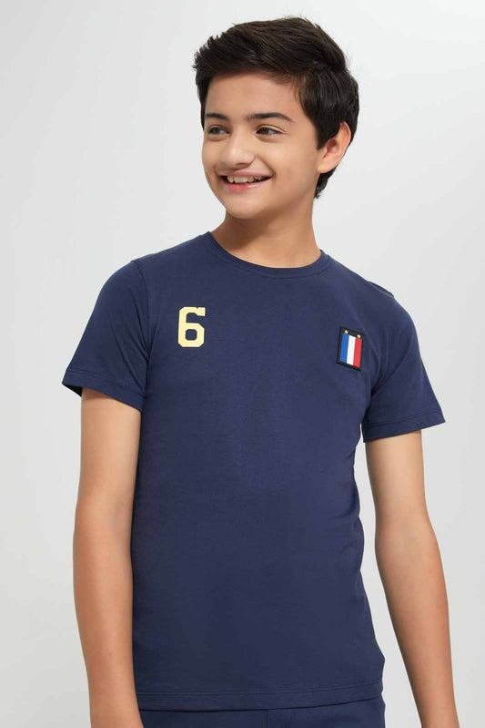 Redtag-Royal-Blue-France-World-Cup-Tee-BSR-T-Shirts,-Category:T-Shirts,-Colour:Royal,-Deals:New-In,-Filter:Senior-Boys-(8-to-14-Yrs),-FWC,-New-In-BSR-APL,-Non-Sale,-Section:Boys-(0-to-14Yrs),-W22A-Senior-Boys-