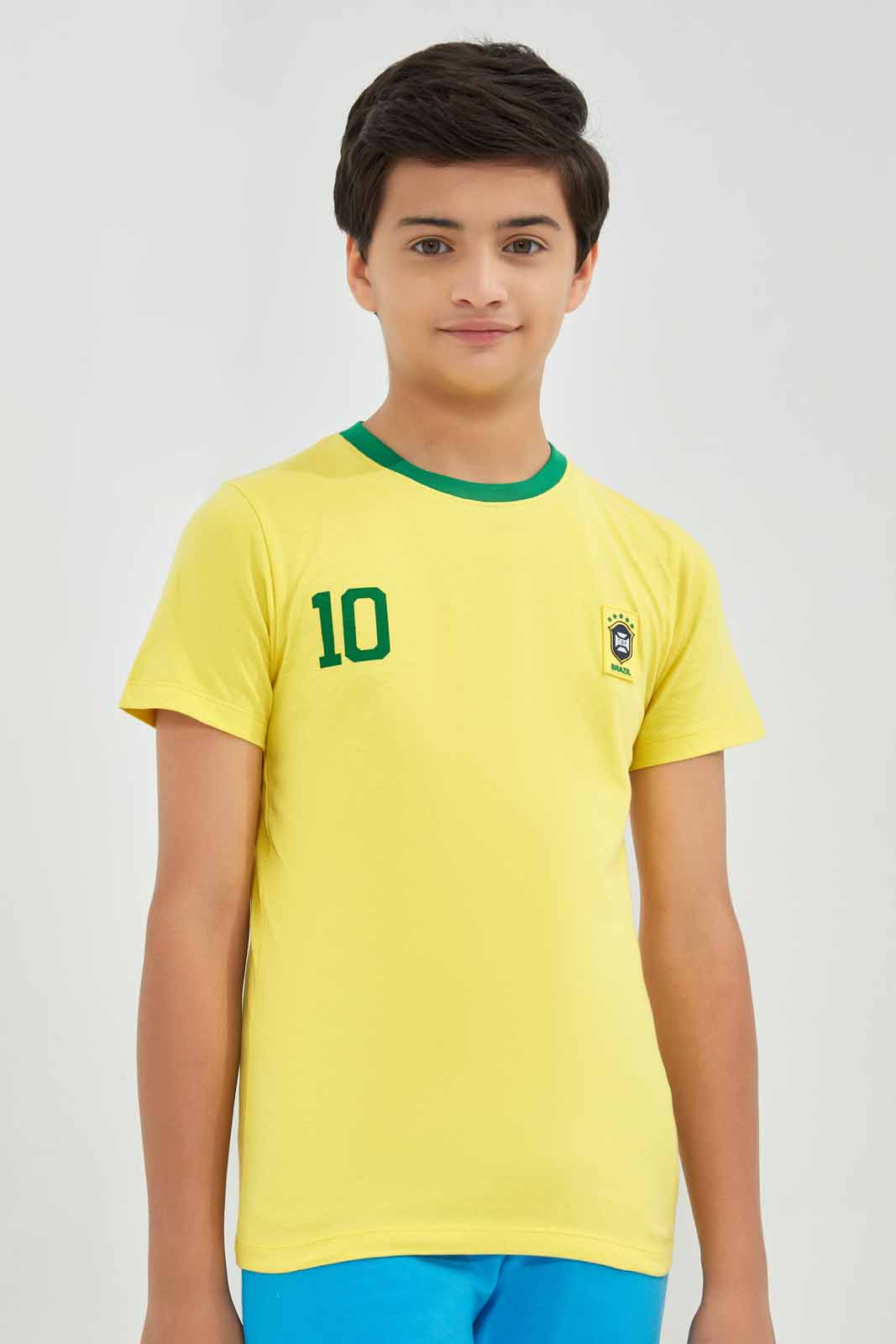 Redtag-Yellow-Brazil-World-Cup-Tee-BSR-T-Shirts,-Category:T-Shirts,-Colour:Yellow,-Deals:New-In,-Filter:Senior-Boys-(8-to-14-Yrs),-FWC,-New-In-BSR-APL,-Non-Sale,-Section:Boys-(0-to-14Yrs),-W22A-Senior-Boys-