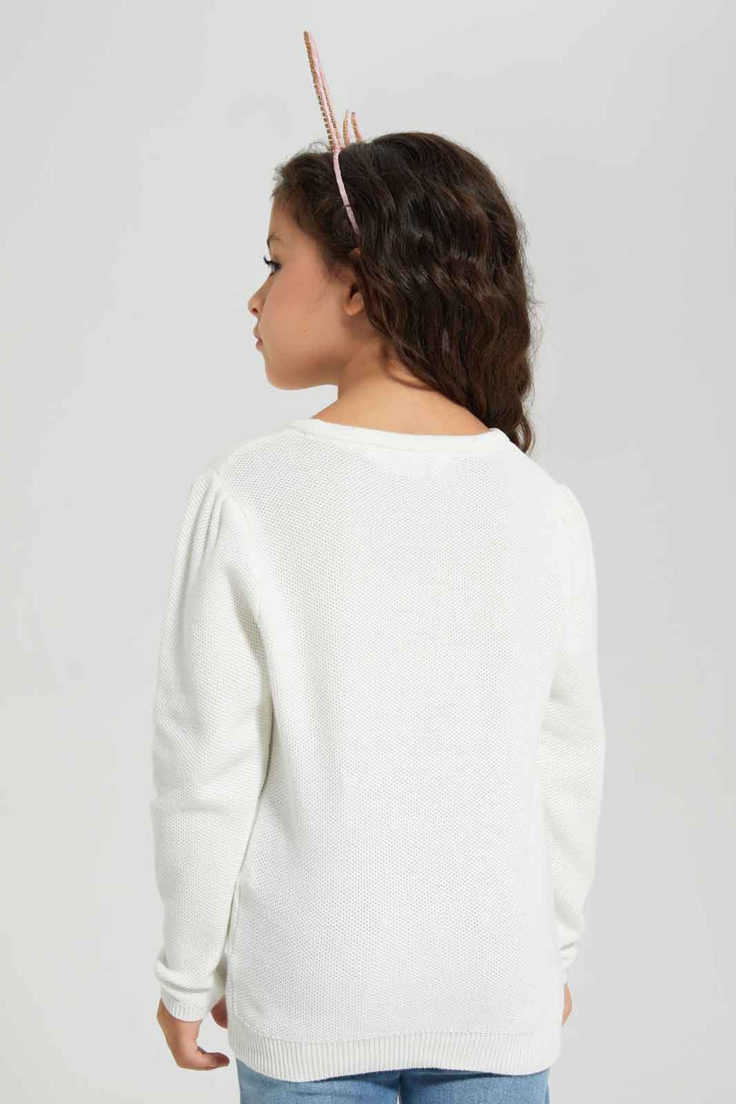 Redtag-Cream-Long-Sleeve-Pullover-With-Bow-Category:Pullovers,-Colour:Cream,-Deals:New-In,-Dept:Girls,-Filter:Girls-(2-to-8-Yrs),-GIR-Pullovers,-New-In-GIR-APL,-Non-Sale,-Section:Girls-(0-to-14Yrs),-W22B-Girls-2 to 8 Years