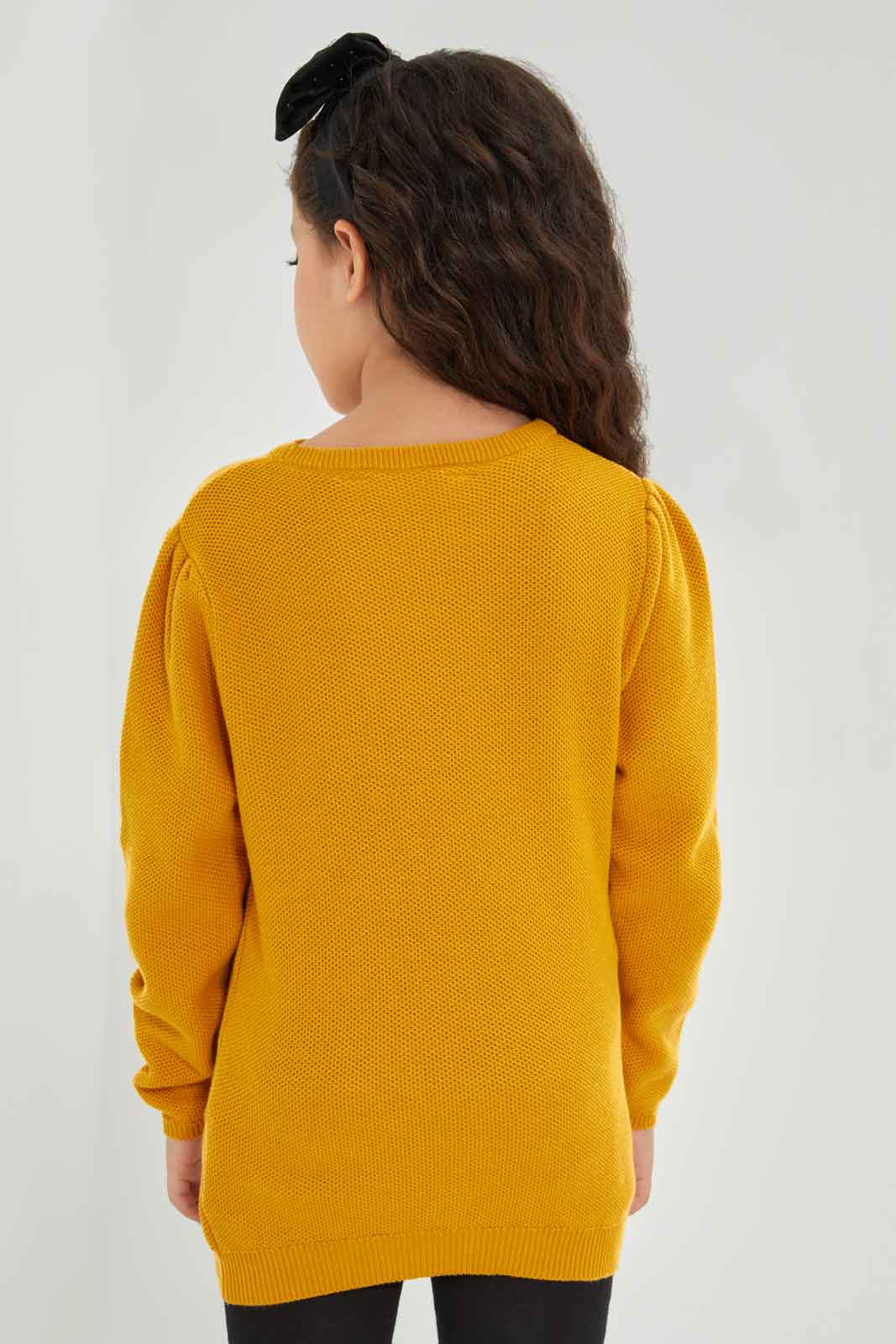 Redtag-Yellow-Long-Sleeve-Pullover-With-Bow-Category:Pullovers,-Colour:Yellow,-Deals:New-In,-Dept:Girls,-Filter:Girls-(2-to-8-Yrs),-GIR-Pullovers,-New-In-GIR-APL,-Non-Sale,-Section:Girls-(0-to-14Yrs),-W22B-Girls-2 to 8 Years