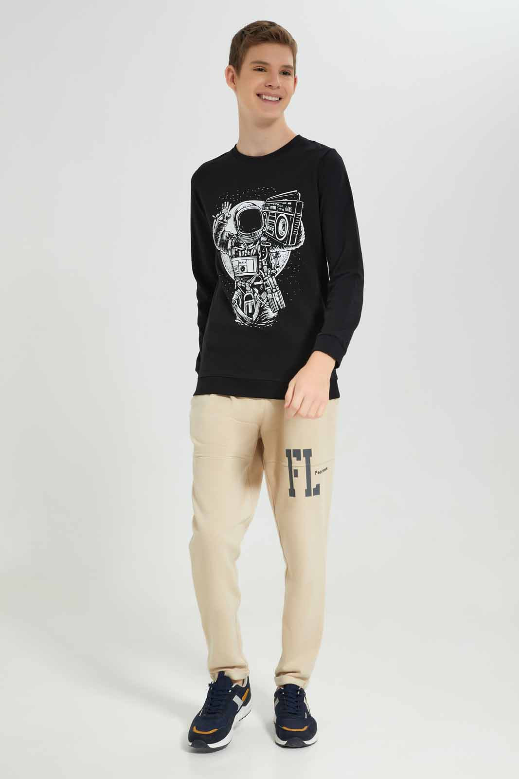 Redtag-Black-Boombox-Astronaut-Sweat-Tee-BSR-Sweatshirts,-Category:Sweatshirts,-Colour:Black,-Deals:New-In,-Filter:Senior-Boys-(8-to-14-Yrs),-New-In-BSR-APL,-Non-Sale,-Section:Boys-(0-to-14Yrs),-TBL,-W22B-Senior-Boys-9 to 14 Years