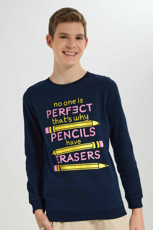 Redtag-Navy-Perfect-Sweat-Tee-BSR-Sweatshirts,-Category:Sweatshirts,-Colour:Navy,-Deals:New-In,-Filter:Senior-Boys-(8-to-14-Yrs),-New-In-BSR-APL,-Non-Sale,-Section:Boys-(0-to-14Yrs),-TBL,-W22B-Senior-Boys-9 to 14 Years