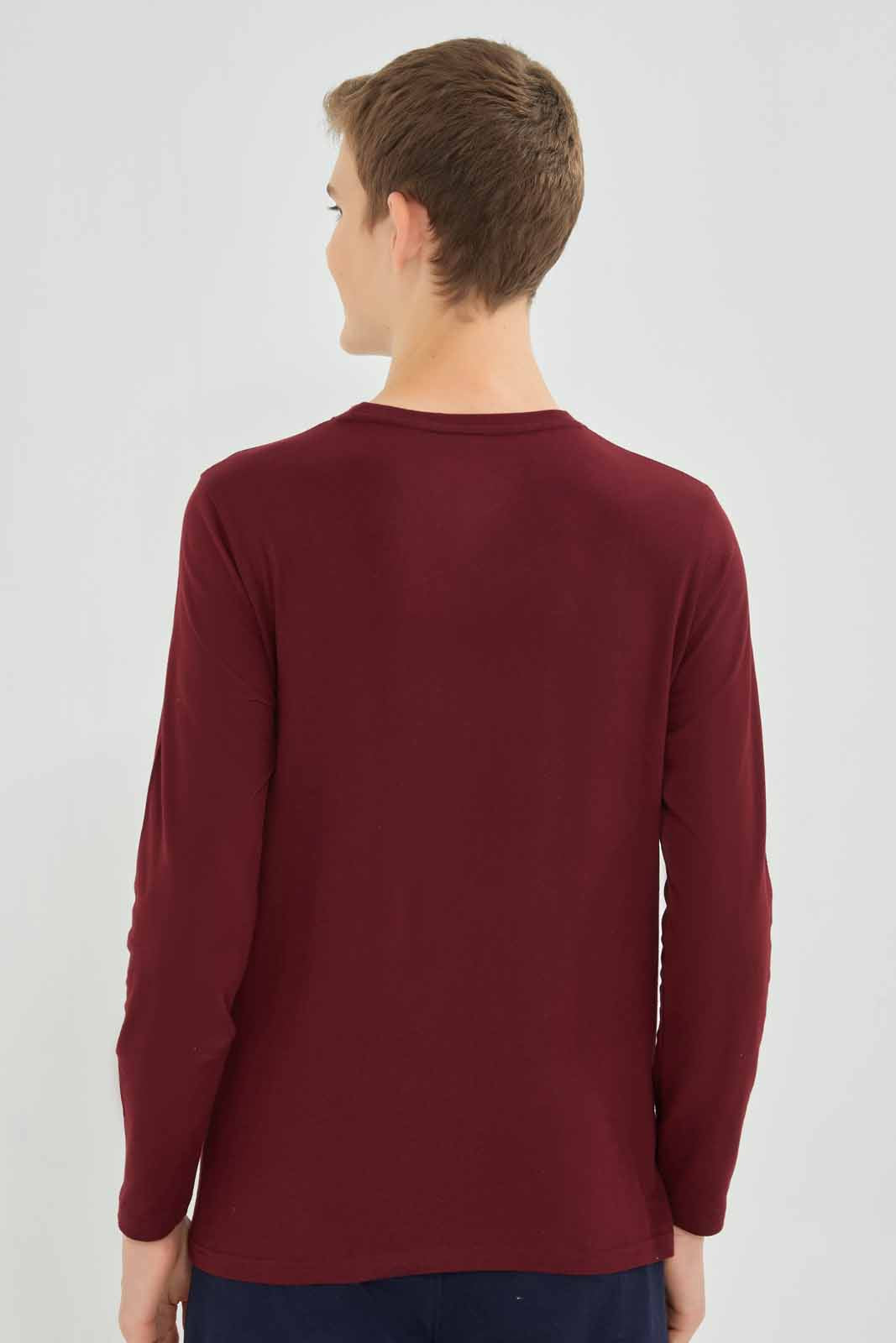 Senior Boys Burgundy Printed T-Shirt