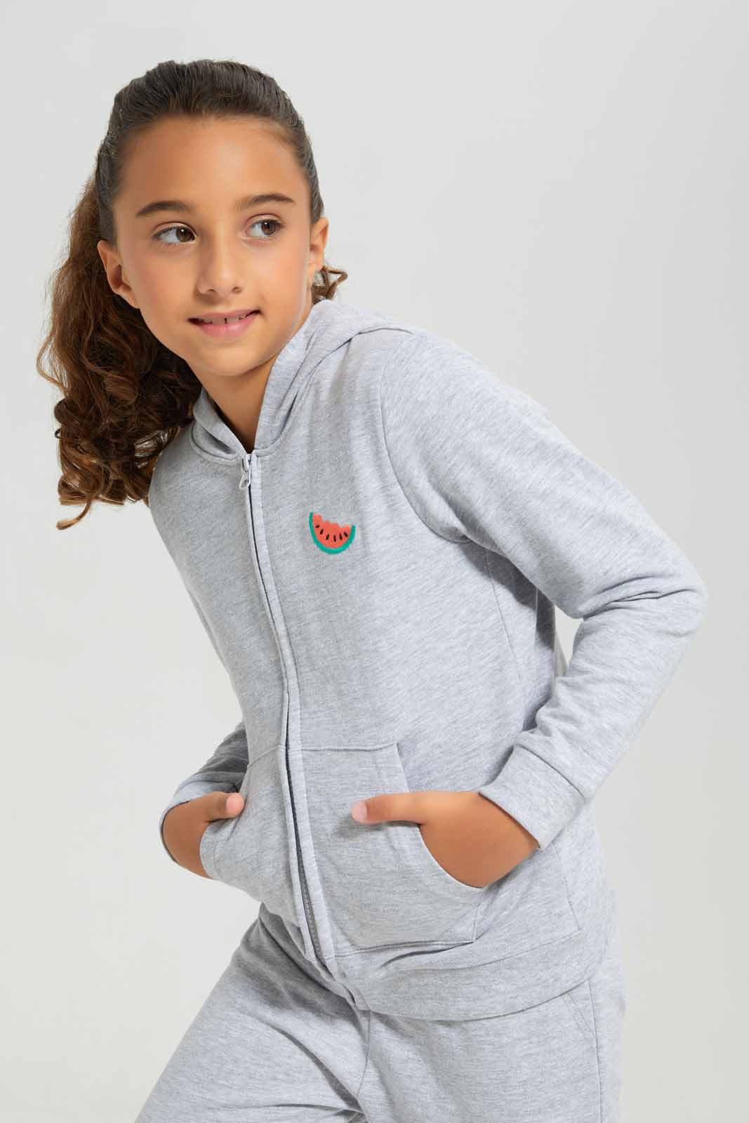 Redtag-Hooded-Zip-Through---Pink-Category:Sweatshirts,-Colour:Grey,-Deals:New-In,-Filter:Girls-(2-to-8-Yrs),-GIR-Sweatshirts,-New-In-GIR-APL,-Non-Sale,-Section:Girls-(0-to-14Yrs),-TBL,-W22B-Girls-2 to 8 Years