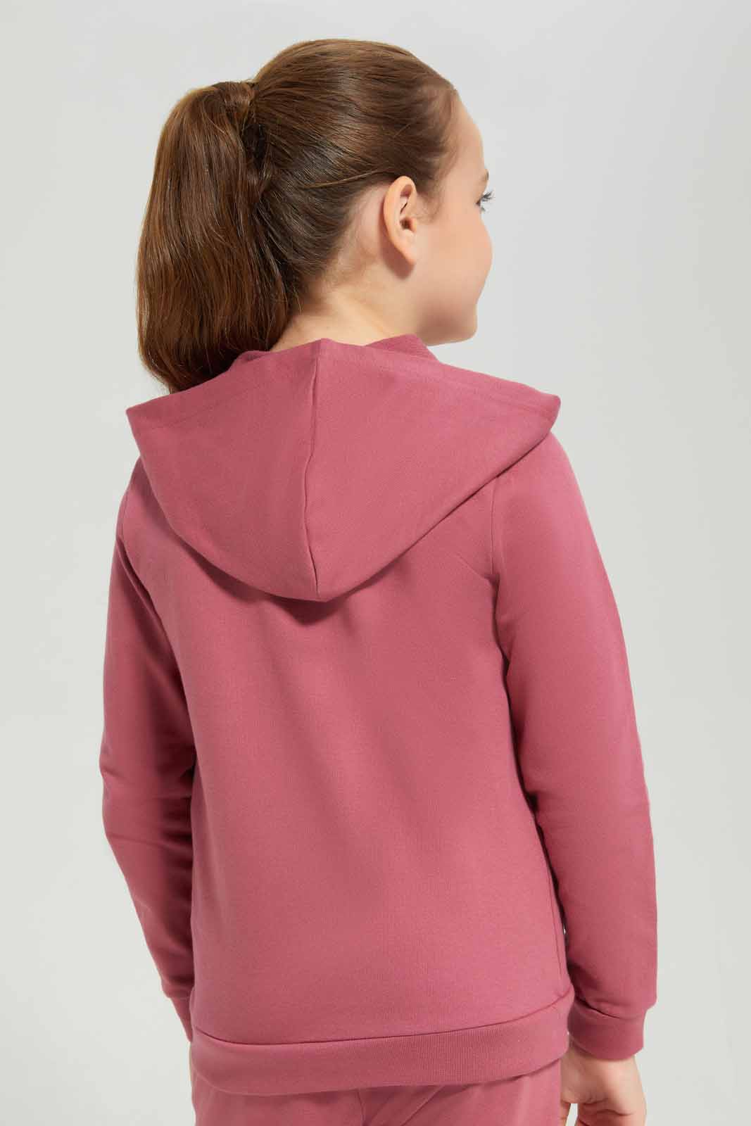 Redtag-Hooded-Zip-Through---Dark-Pink-Category:Sweatshirts,-Colour:Apricot,-Deals:New-In,-Dept:Girls,-Filter:Girls-(2-to-8-Yrs),-GIR-Sweatshirts,-New-In-GIR-APL,-Non-Sale,-Section:Girls-(0-to-14Yrs),-TBL,-W22B-Girls-2 to 8 Years