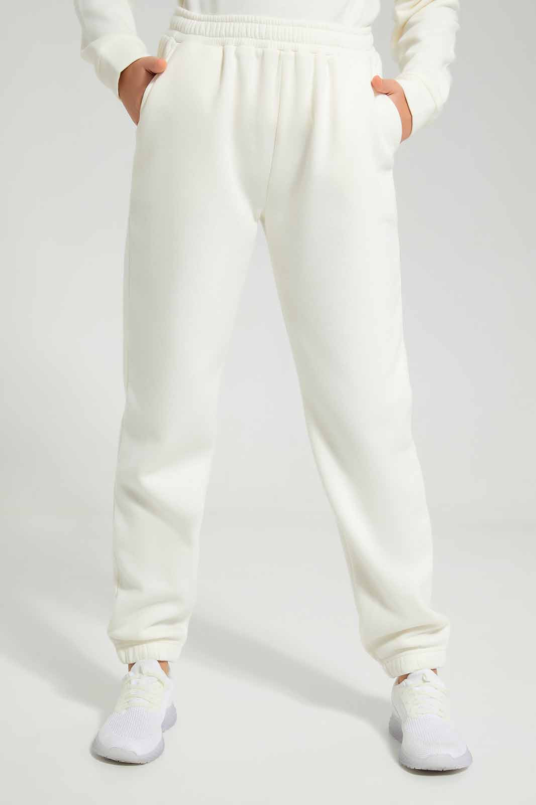 Redtag-Cream-Scuba-Track-Pants-Category:Joggers,-Colour:White,-Deals:New-In,-Filter:Senior-Girls-(8-to-14-Yrs),-GSR-Joggers,-New-In-GSR-APL,-Non-Sale,-Section:Girls-(0-to-14Yrs),-W22B-Senior-Girls-9 to 14 Years