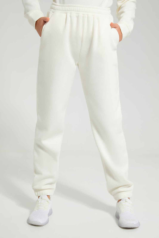 Redtag-Cream-Scuba-Track-Pants-Category:Joggers,-Colour:White,-Deals:New-In,-Filter:Senior-Girls-(8-to-14-Yrs),-GSR-Joggers,-New-In-GSR-APL,-Non-Sale,-Section:Girls-(0-to-14Yrs),-W22B-Senior-Girls-9 to 14 Years