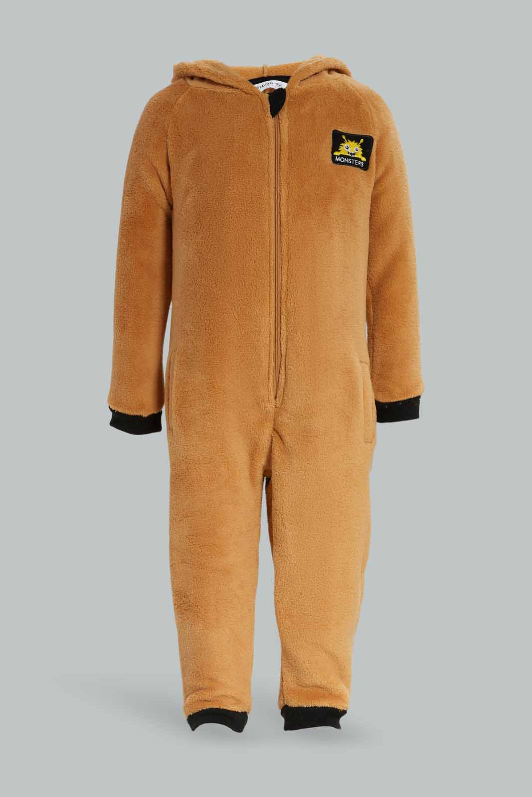 Redtag-Yellow-Monster-Fulffy-Onsie-Pj-Set-With-Hood-Category:Pyjama-Sets,-Colour:Yellow,-Deals:New-In,-Dept:Boys,-Filter:Infant-Boys-(3-to-24-Mths),-INB-Pyjama-Sets,-New-In-INB-APL,-Non-Sale,-Section:Boys-(0-to-14Yrs),-W22B-Infant-Boys-3 to 24 Months