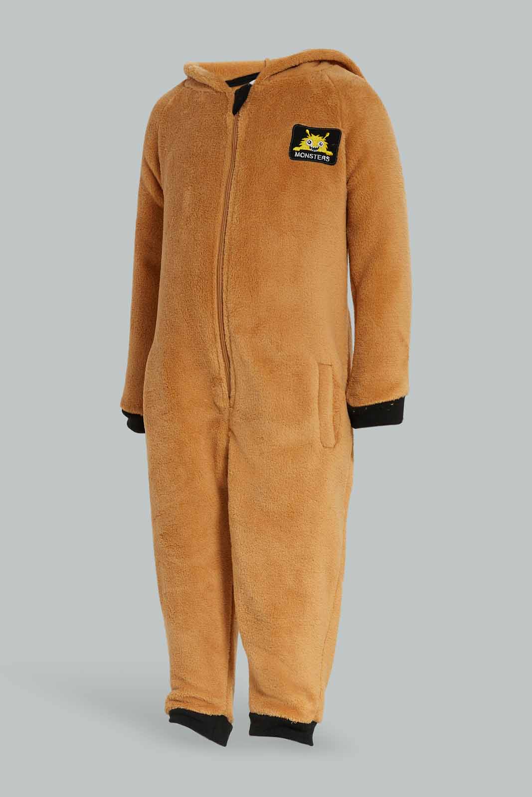 Redtag-Yellow-Monster-Fulffy-Onsie-Pj-Set-With-Hood-Category:Pyjama-Sets,-Colour:Yellow,-Deals:New-In,-Dept:Boys,-Filter:Infant-Boys-(3-to-24-Mths),-INB-Pyjama-Sets,-New-In-INB-APL,-Non-Sale,-Section:Boys-(0-to-14Yrs),-W22B-Infant-Boys-3 to 24 Months