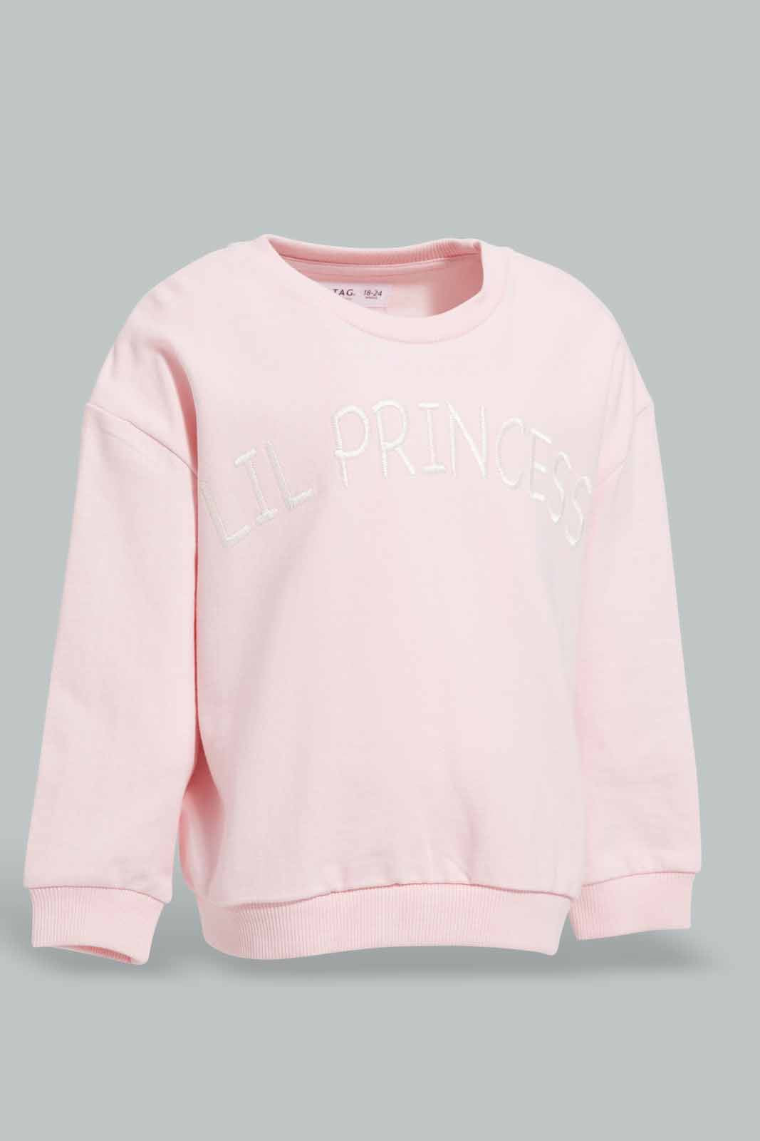 Redtag-Pink-Ambroidey-Artwork-Sweatshirt-Category:Sweatshirts,-Colour:Apricot,-Deals:New-In,-Filter:Infant-Girls-(3-to-24-Mths),-ING-Sweatshirts,-New-In-ING-APL,-Non-Sale,-Section:Girls-(0-to-14Yrs),-W22A-Infant-Girls-3 to 24 Months