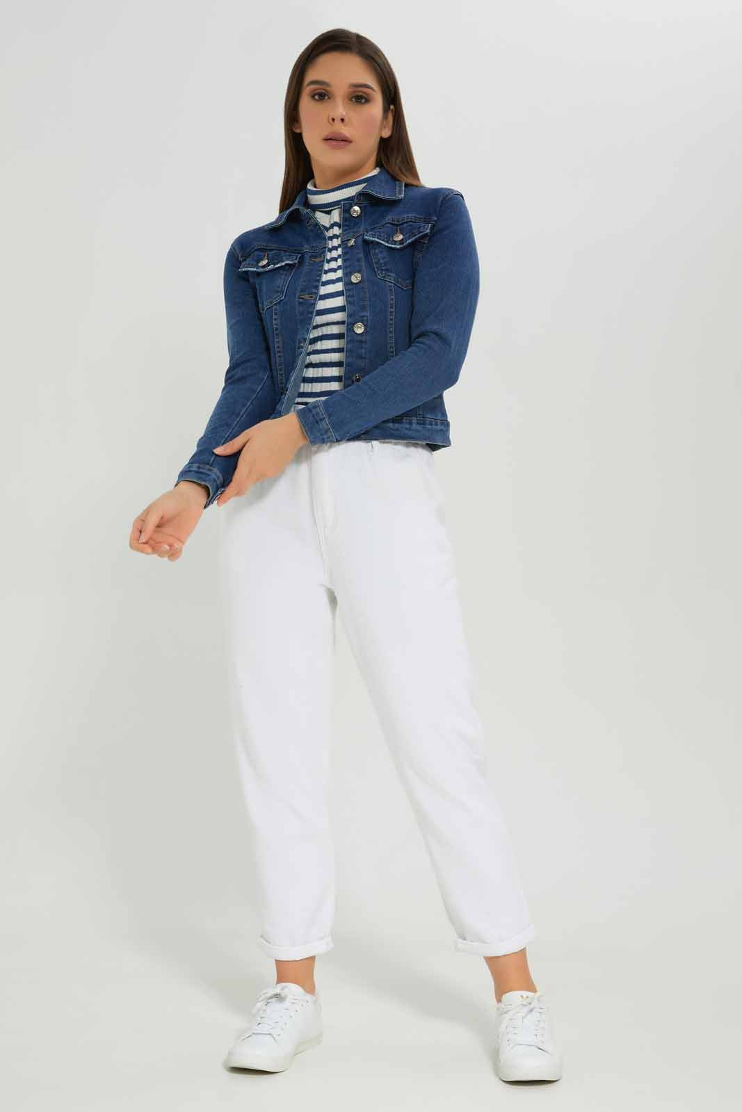 Redtag-LIGHT-BLUE-DENIM-JACKET-Category:Jackets,-Colour:Light-Wash,-Deals:New-In,-Dept:Ladieswear,-Filter:Women's-Clothing,-New-In-Women-APL,-Non-Sale,-Section:Women,-W22A,-Women-Jackets-Women's-
