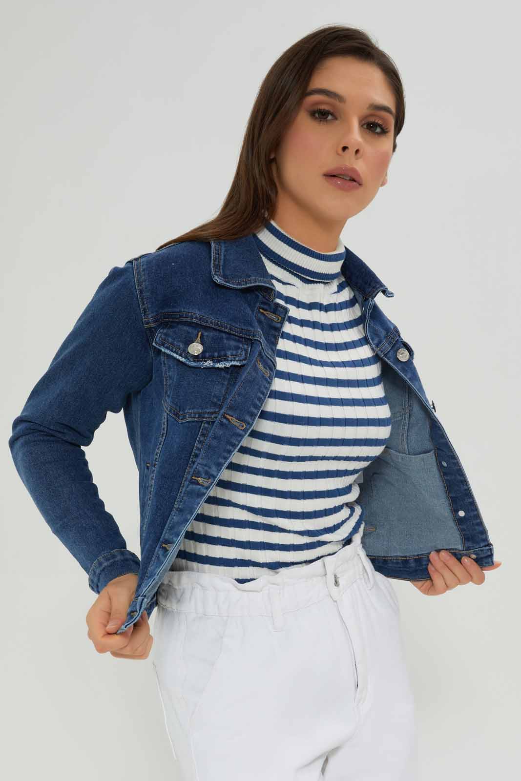 Redtag-LIGHT-BLUE-DENIM-JACKET-Category:Jackets,-Colour:Light-Wash,-Deals:New-In,-Dept:Ladieswear,-Filter:Women's-Clothing,-New-In-Women-APL,-Non-Sale,-Section:Women,-W22A,-Women-Jackets-Women's-