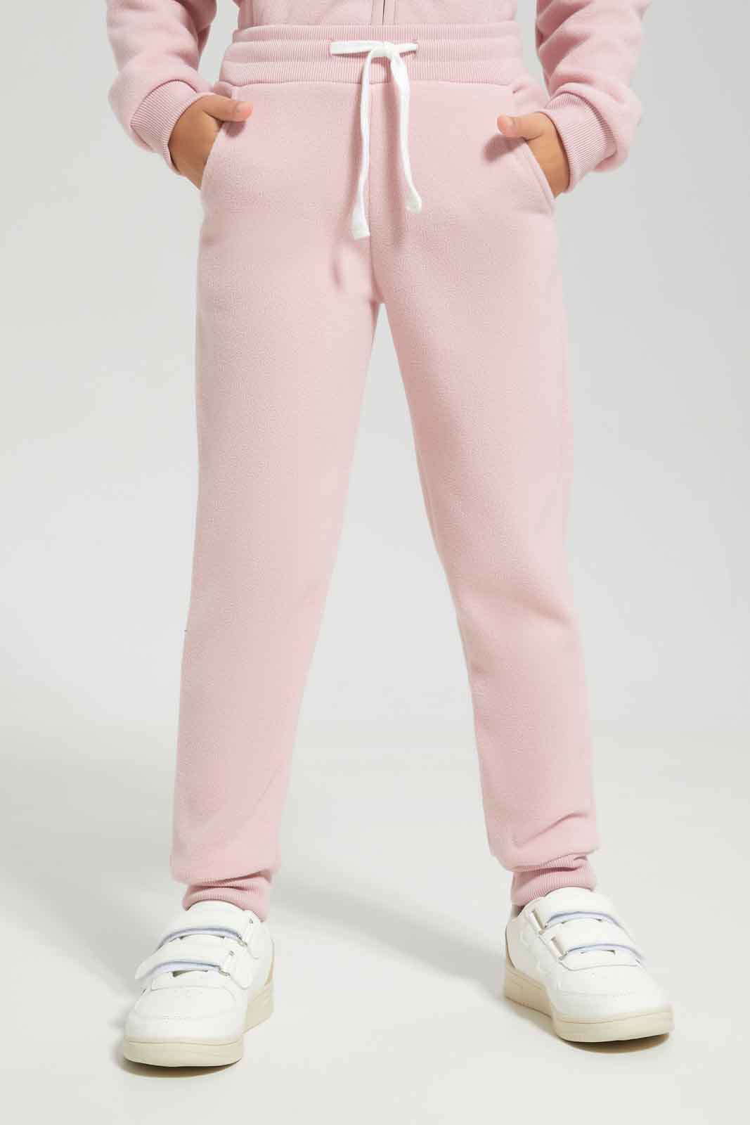 Redtag-Pink-bonded-polar-fleece-Active-Pant-Category:Joggers,-Colour:Apricot,-Deals:New-In,-Dept:Girls,-Filter:Girls-(2-to-8-Yrs),-GIR-Joggers,-New-In-GIR-APL,-Non-Sale,-Section:Girls-(0-to-14Yrs),-W22A-Girls-2 to 8 Years