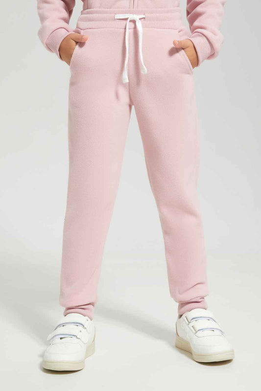 Redtag-Pink-bonded-polar-fleece-Active-Pant-Category:Joggers,-Colour:Apricot,-Deals:New-In,-Dept:Girls,-Filter:Girls-(2-to-8-Yrs),-GIR-Joggers,-New-In-GIR-APL,-Non-Sale,-Section:Girls-(0-to-14Yrs),-W22A-Girls-2 to 8 Years