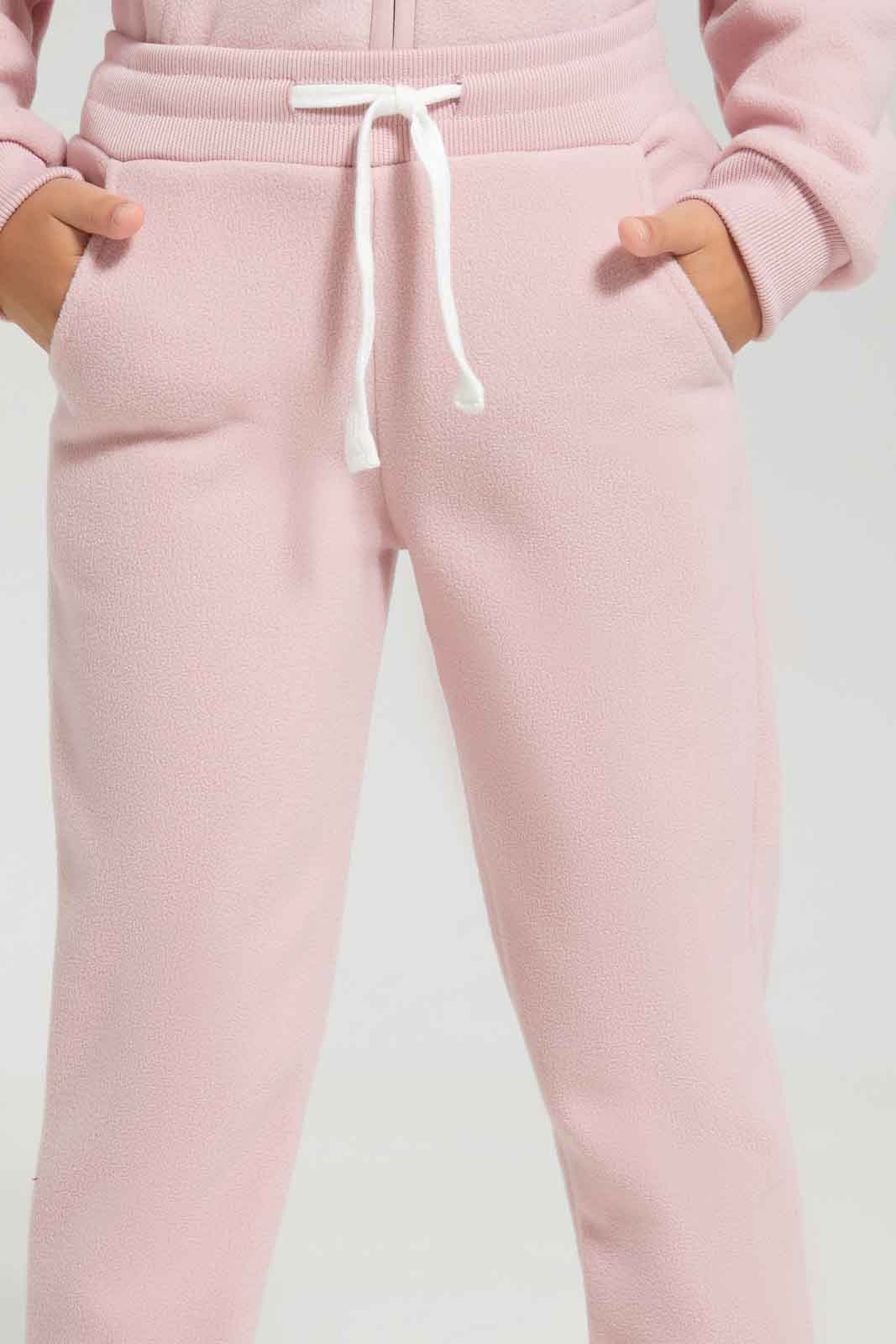 Redtag-Pink-bonded-polar-fleece-Active-Pant-Category:Joggers,-Colour:Apricot,-Deals:New-In,-Dept:Girls,-Filter:Girls-(2-to-8-Yrs),-GIR-Joggers,-New-In-GIR-APL,-Non-Sale,-Section:Girls-(0-to-14Yrs),-W22A-Girls-2 to 8 Years