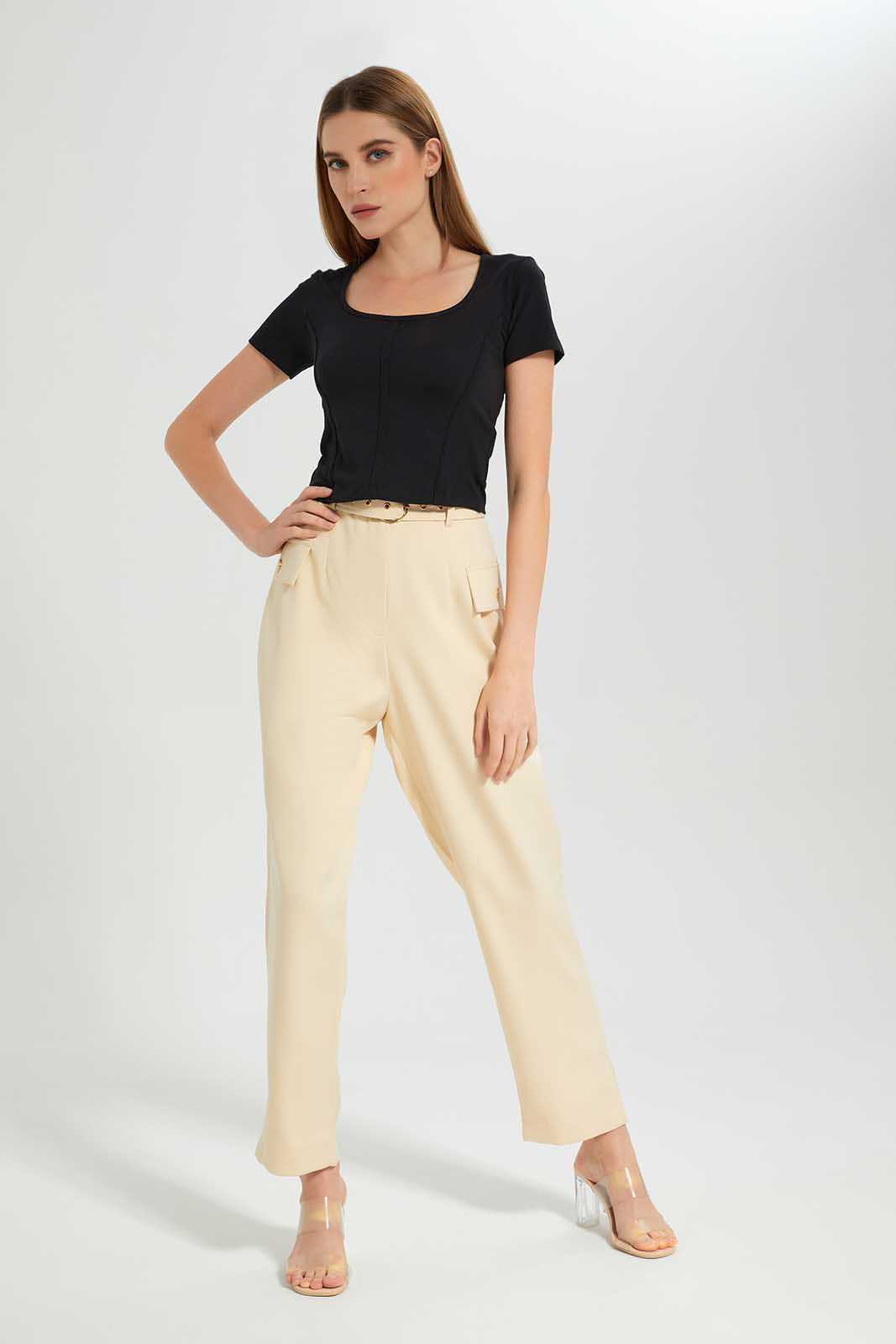 Redtag-Black-Squareneck-Shortsleeve-Top-Category:Tops,-Colour:Black,-Deals:New-In,-Filter:Women's-Clothing,-LEC,-LEC-Tops,-New-In-LEC-APL,-Non-Sale,-Section:Women,-W22B-Women's-