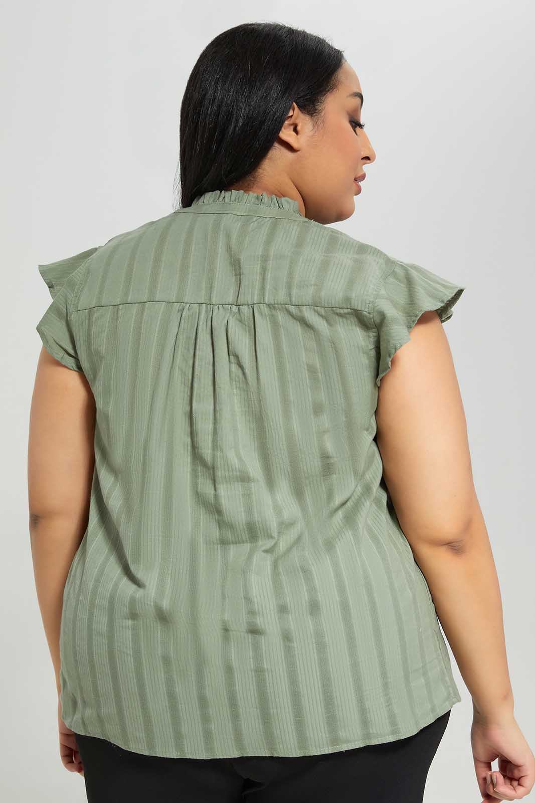 Redtag-Mint-Cotton-Top-With-Lace-detail-at-Yoke-Category:Blouses,-Colour:Mint,-Deals:New-In,-Filter:Plus-Size,-LDP-Blouses,-New-In-LDP-APL,-Non-Sale,-Section:Women,-W22B-Women's-