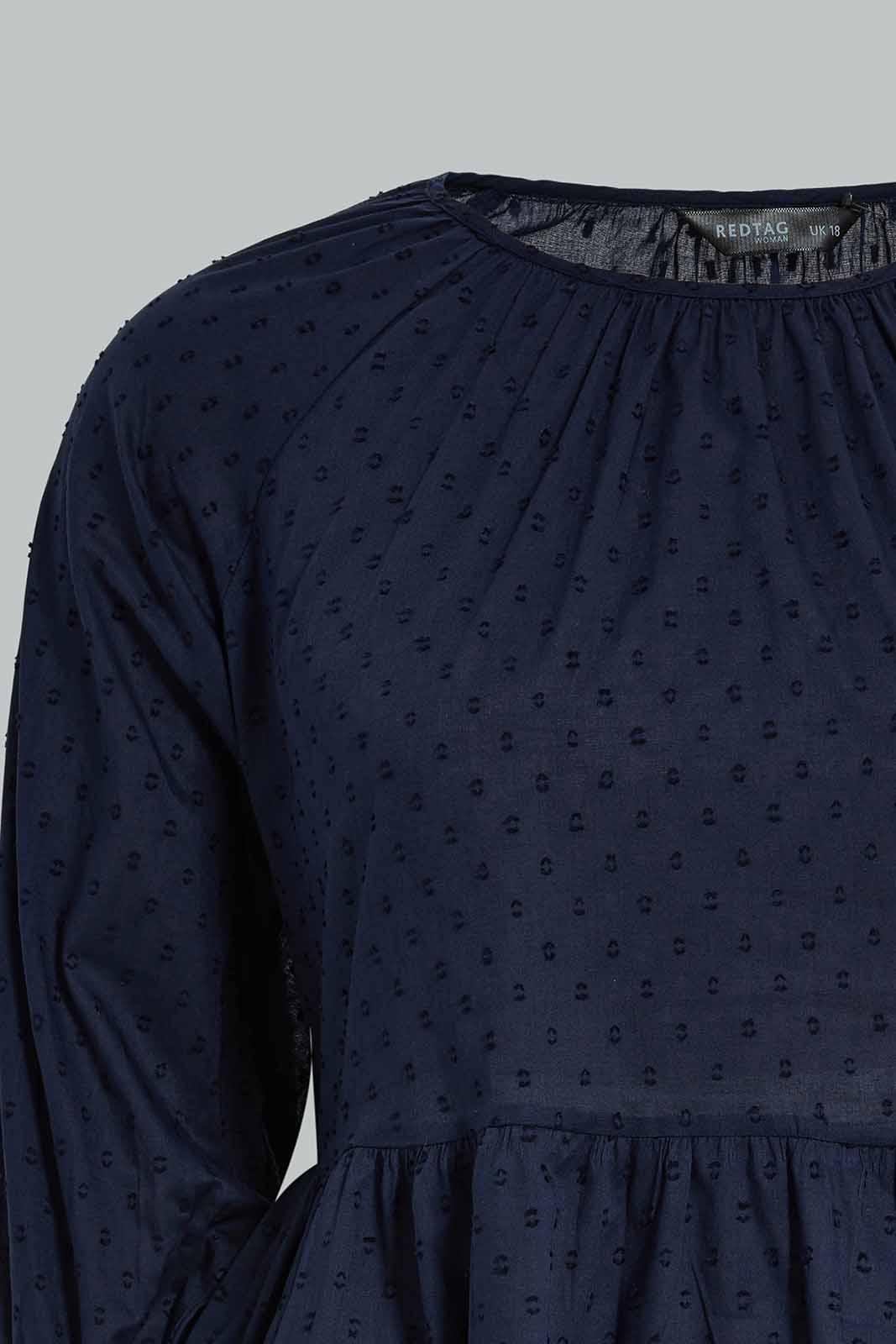 Redtag-Plus-Size-Women-Navy-Peplum-Top-Category:Blouses,-Colour:Navy,-Deals:New-In,-Dept:Ladieswear,-Filter:Plus-Size,-LDP-Blouses,-New-In-LDP-APL,-Non-Sale,-Section:Women,-W22B-Women's-