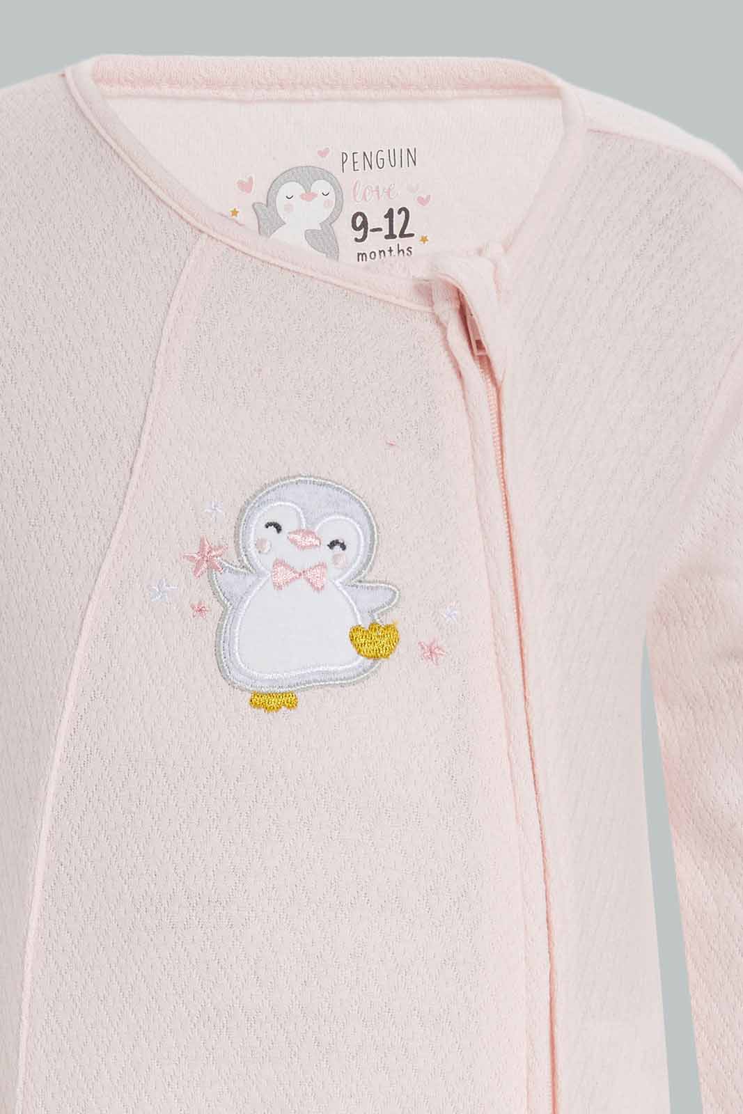 Redtag-Pink-Pl-Pointelle-Sleepsuit-Pink-Category:Sleepsuits,-Colour:Apricot,-Deals:New-In,-Dept:New-Born,-Filter:Baby-(0-to-12-Mths),-NBG-Sleepsuits,-New-In-NBG-APL,-Non-Sale,-Section:Girls-(0-to-14Yrs),-W22B-Baby-0 to 12 Months