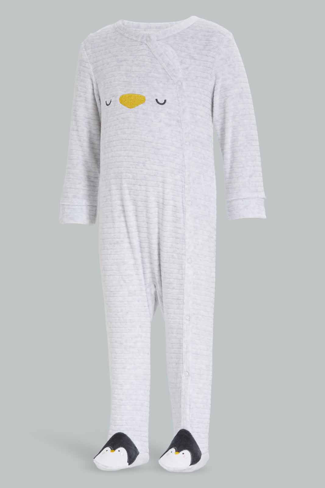Redtag-Grey-Pl-Velour-Sleepsuit-Grey-Category:Sleepsuits,-Colour:Grey,-Deals:New-In,-Dept:New-Born,-Filter:Baby-(0-to-12-Mths),-NBB-Sleepsuits,-New-In-NBB-APL,-Non-Sale,-Section:Boys-(0-to-14Yrs),-W22B-Baby-0 to 12 Months