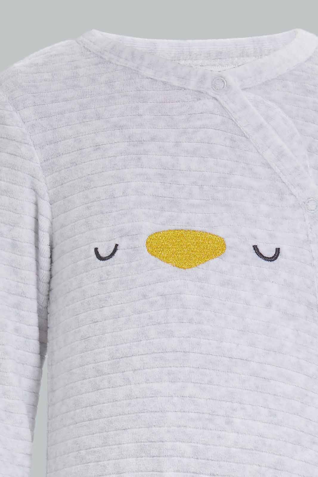 Redtag-Grey-Pl-Velour-Sleepsuit-Grey-Category:Sleepsuits,-Colour:Grey,-Deals:New-In,-Dept:New-Born,-Filter:Baby-(0-to-12-Mths),-NBB-Sleepsuits,-New-In-NBB-APL,-Non-Sale,-Section:Boys-(0-to-14Yrs),-W22B-Baby-0 to 12 Months