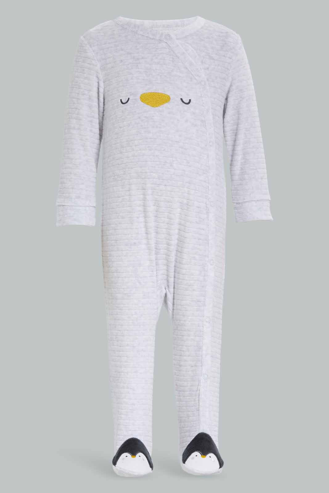 Redtag-Grey-Pl-Velour-Sleepsuit-Grey-Category:Sleepsuits,-Colour:Grey,-Deals:New-In,-Dept:New-Born,-Filter:Baby-(0-to-12-Mths),-NBB-Sleepsuits,-New-In-NBB-APL,-Non-Sale,-Section:Boys-(0-to-14Yrs),-W22B-Baby-0 to 12 Months