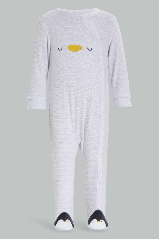 Redtag-Grey-Pl-Velour-Sleepsuit-Grey-Category:Sleepsuits,-Colour:Grey,-Deals:New-In,-Dept:New-Born,-Filter:Baby-(0-to-12-Mths),-NBB-Sleepsuits,-New-In-NBB-APL,-Non-Sale,-Section:Boys-(0-to-14Yrs),-W22B-Baby-0 to 12 Months