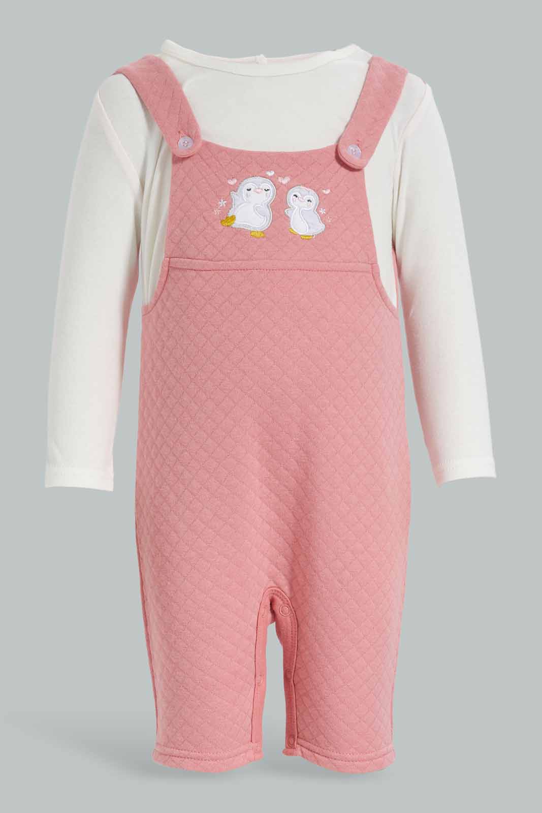 Redtag-Mauve-Pl-Interlock-Dungaree-Set-Category:Rompers,-Colour:Mauve,-Deals:New-In,-Dept:New-Born,-Filter:Baby-(0-to-12-Mths),-NBB-Rompers,-New-In-NBB-APL,-Non-Sale,-Section:Boys-(0-to-14Yrs),-W22B-Baby-0 to 12 Months