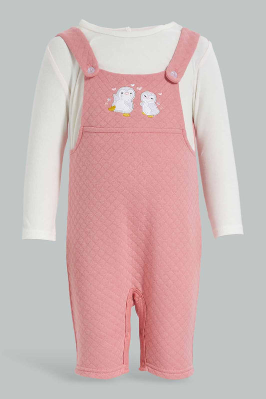 Redtag-Mauve-Pl-Interlock-Dungaree-Set-Category:Rompers,-Colour:Mauve,-Deals:New-In,-Dept:New-Born,-Filter:Baby-(0-to-12-Mths),-NBB-Rompers,-New-In-NBB-APL,-Non-Sale,-Section:Boys-(0-to-14Yrs),-W22B-Baby-0 to 12 Months