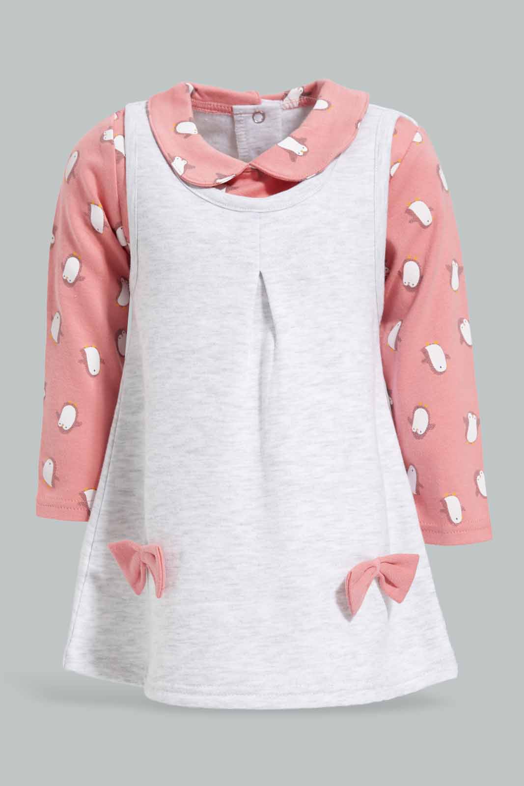 Redtag-Grey-Pl-Dungaree-Dress-Velour-Category:Dresses,-Colour:Grey,-Deals:New-In,-Dept:New-Born,-Filter:Baby-(0-to-12-Mths),-NBG-Dresses,-New-In-NBG-APL,-Non-Sale,-Section:Girls-(0-to-14Yrs),-W22B-Baby-0 to 12 Months