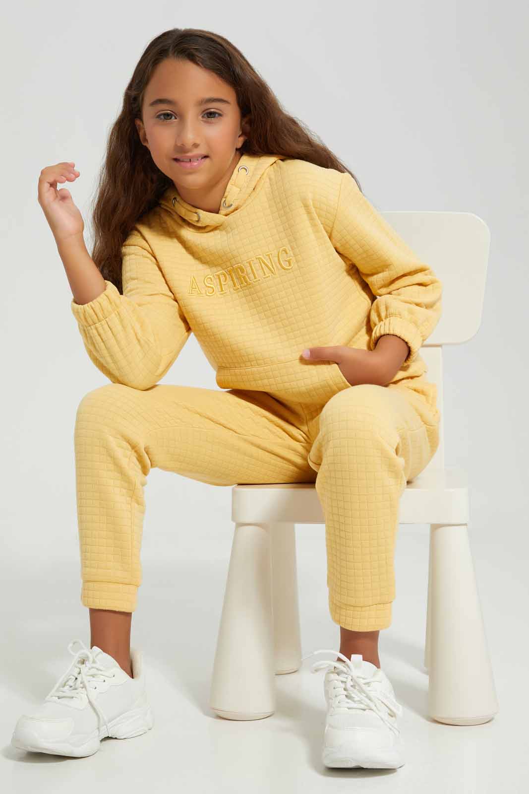 Redtag-Yellow-L/S-Hooded-Sweatshirt-With-Placement-Embroidery-Category:Sweatshirts,-Colour:Yellow,-Deals:New-In,-Filter:Girls-(2-to-8-Yrs),-GIR-Sweatshirts,-New-In-GIR-APL,-Non-Sale,-Section:Girls-(0-to-14Yrs),-W22B-Girls-2 to 8 Years