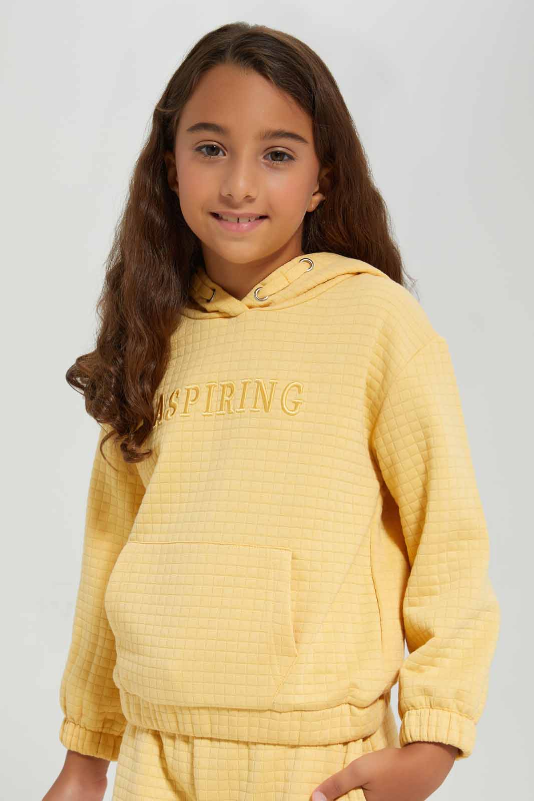 Redtag-Yellow-L/S-Hooded-Sweatshirt-With-Placement-Embroidery-Category:Sweatshirts,-Colour:Yellow,-Deals:New-In,-Filter:Girls-(2-to-8-Yrs),-GIR-Sweatshirts,-New-In-GIR-APL,-Non-Sale,-Section:Girls-(0-to-14Yrs),-W22B-Girls-2 to 8 Years