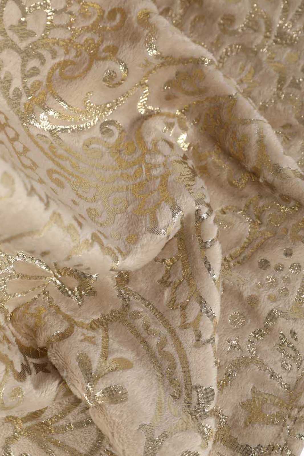 Redtag-Beige-Flannel-Throw-With-Floral-Foil-Print-Category:Throws,-Colour:Beige,-Deals:New-In,-Dept:Home,-Filter:Home-Bedroom,-HMW-BED-Throws,-Nature,-New-In-HMW-BED,-Non-Sale,-Section:Homewares,-W22B-Home-Bedroom-