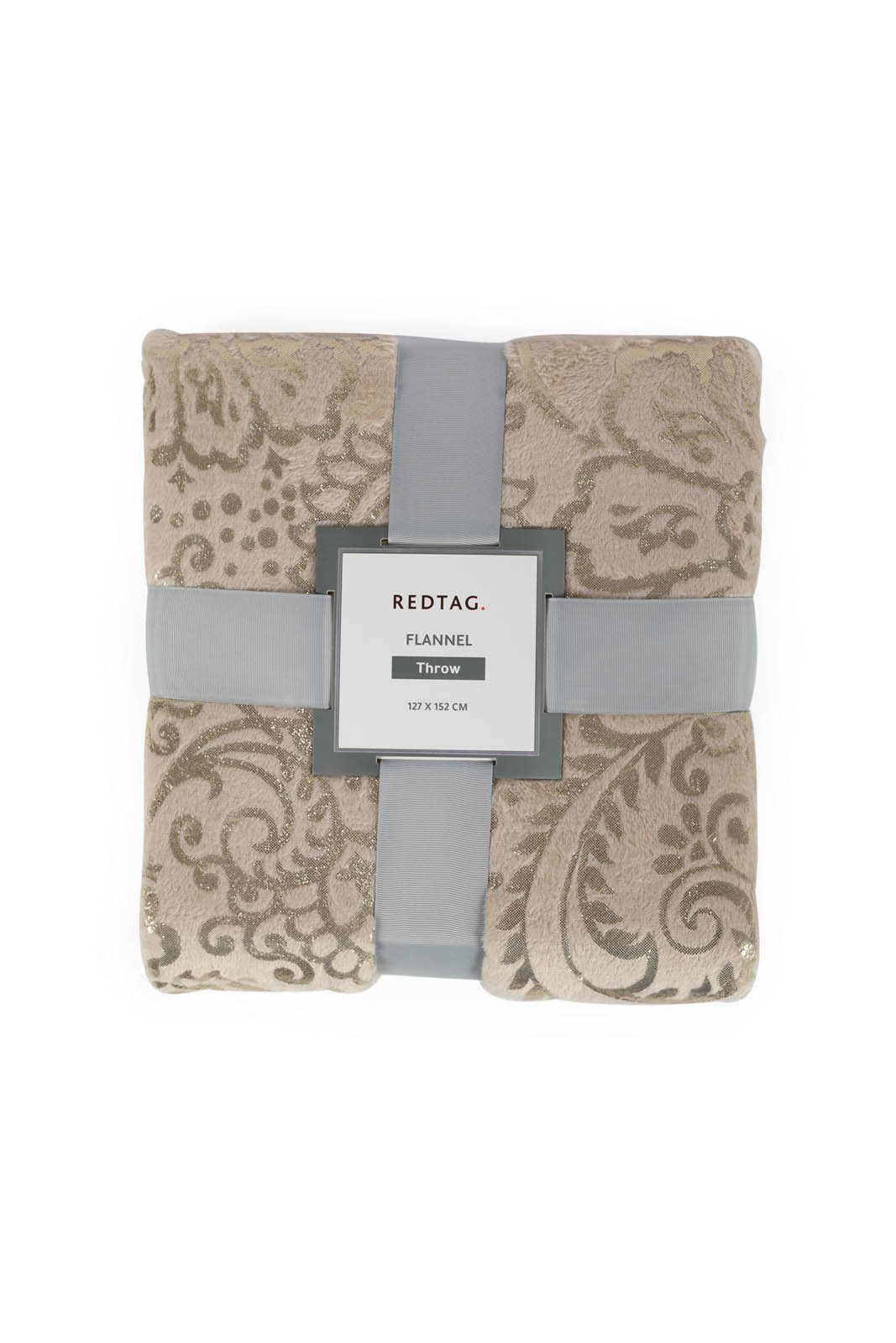 Redtag-Beige-Flannel-Throw-With-Floral-Foil-Print-Category:Throws,-Colour:Beige,-Deals:New-In,-Dept:Home,-Filter:Home-Bedroom,-HMW-BED-Throws,-Nature,-New-In-HMW-BED,-Non-Sale,-Section:Homewares,-W22B-Home-Bedroom-