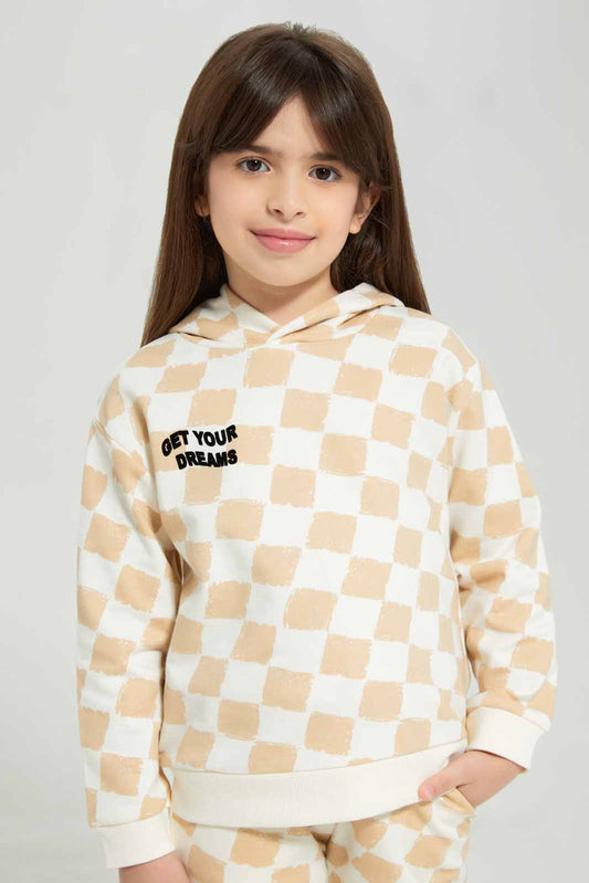 Redtag-Cream-L/S-AOP-Sweatshirt-With-Hood-Category:Sweatshirts,-Colour:Cream,-Deals:New-In,-Filter:Girls-(2-to-8-Yrs),-GIR-Sweatshirts,-New-In-GIR-APL,-Non-Sale,-Section:Girls-(0-to-14Yrs),-W22B-Girls-2 to 8 Years