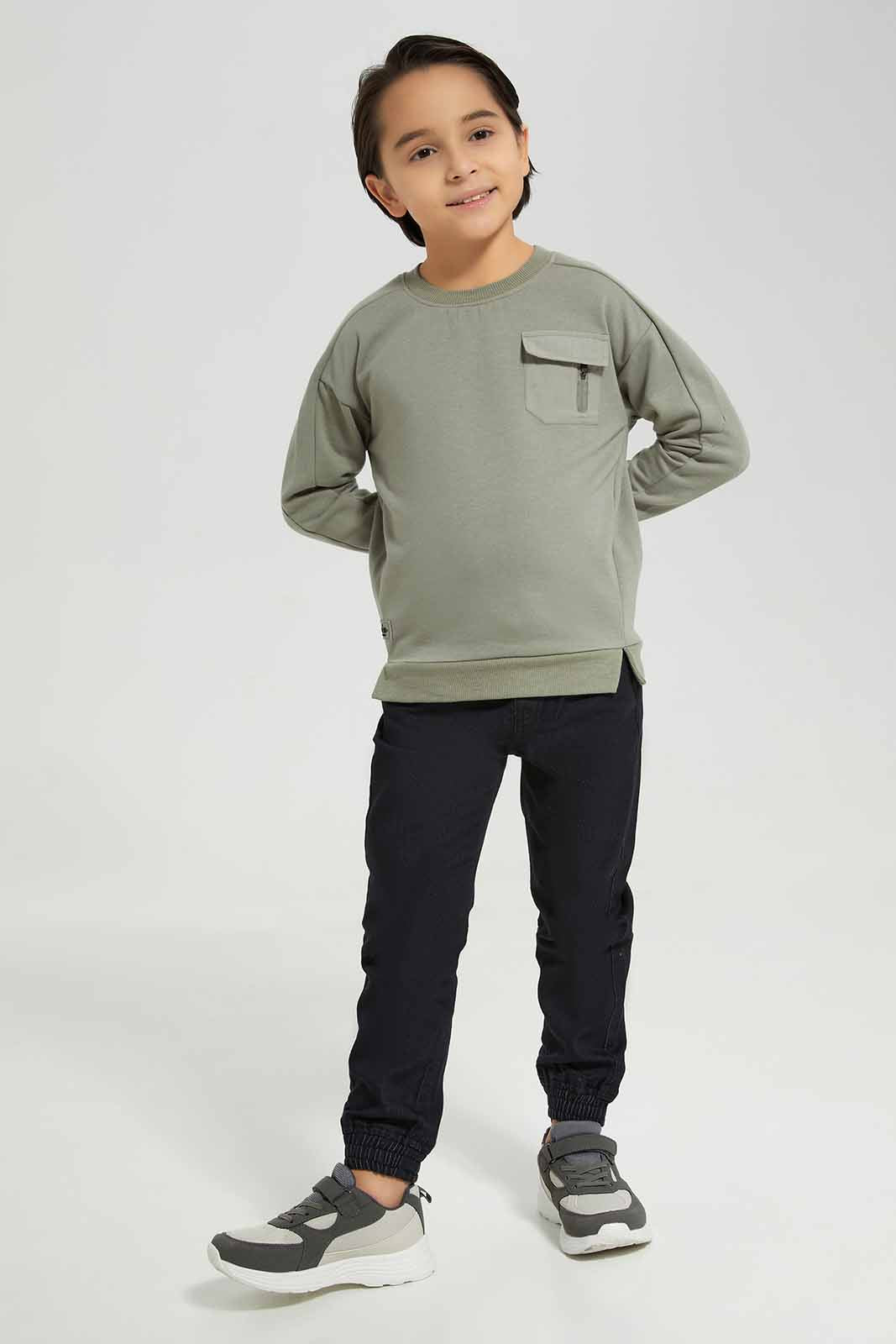 Redtag-Olive-Paneled-Pocket-Oversized-Fleece-Sweatshirt-BOY-Sweatshirts,-Category:Sweatshirts,-Colour:Olive,-Deals:New-In,-Filter:Boys-(2-to-8-Yrs),-New-In-BOY-APL,-Non-Sale,-Section:Boys-(0-to-14Yrs),-W22B-Boys-2 to 8 Years