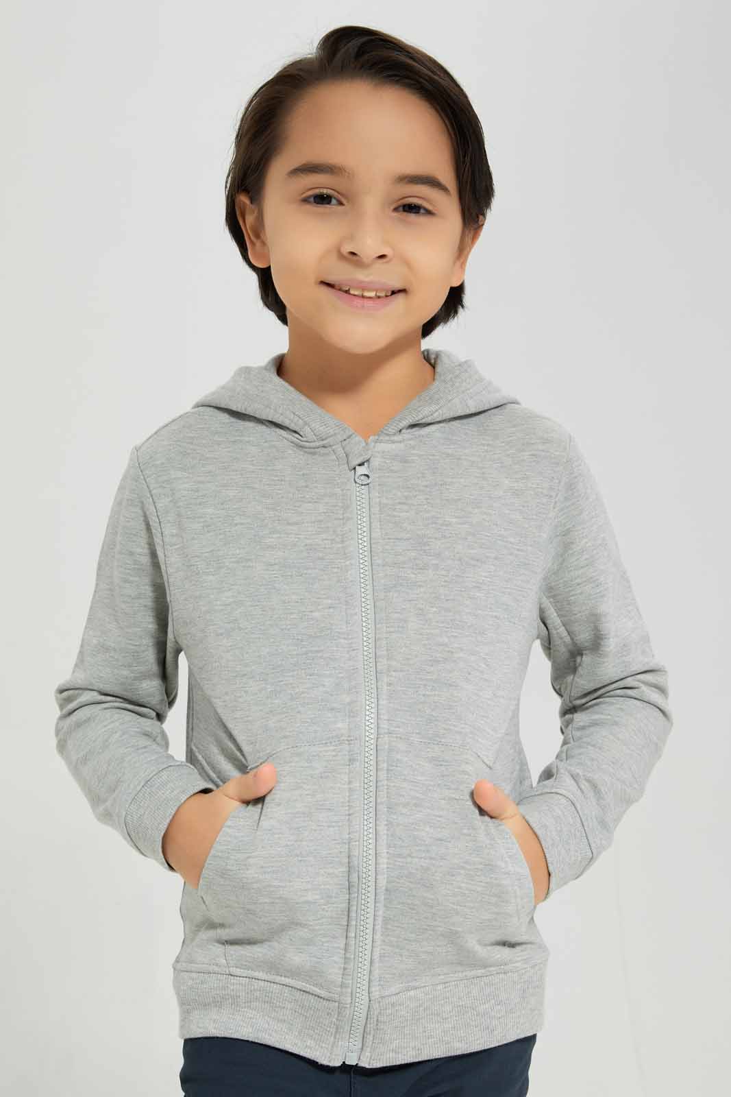 Boys Grey Hooded Sweatshirt